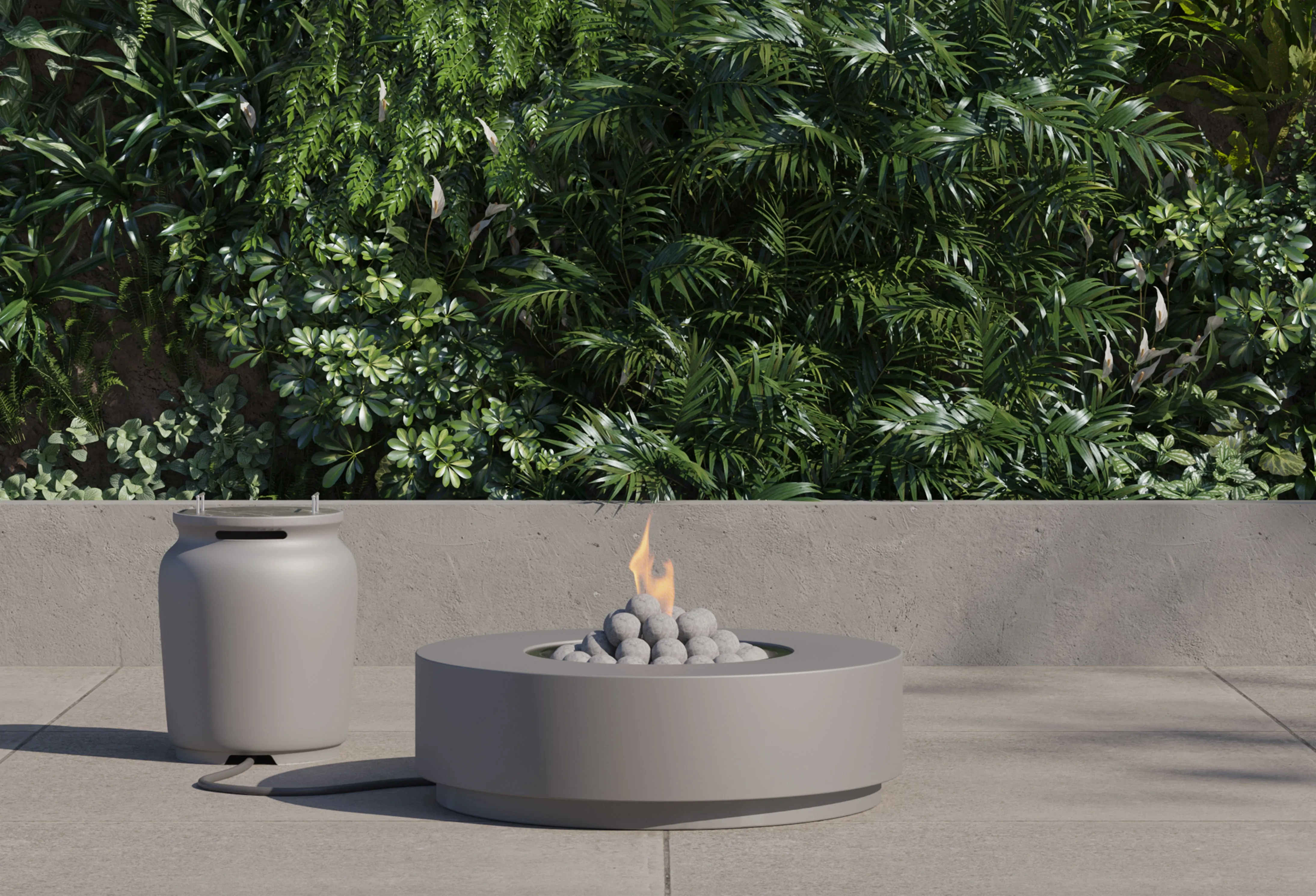 Concrete Fire Pit Table Cooking Set   Propane Tank Cover - Round