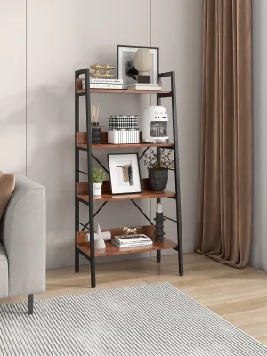 DN 4-Layer H Ladder Bookshelf, Metal Frame Storage Shelf Unit, Tigger, 1PC per Carton