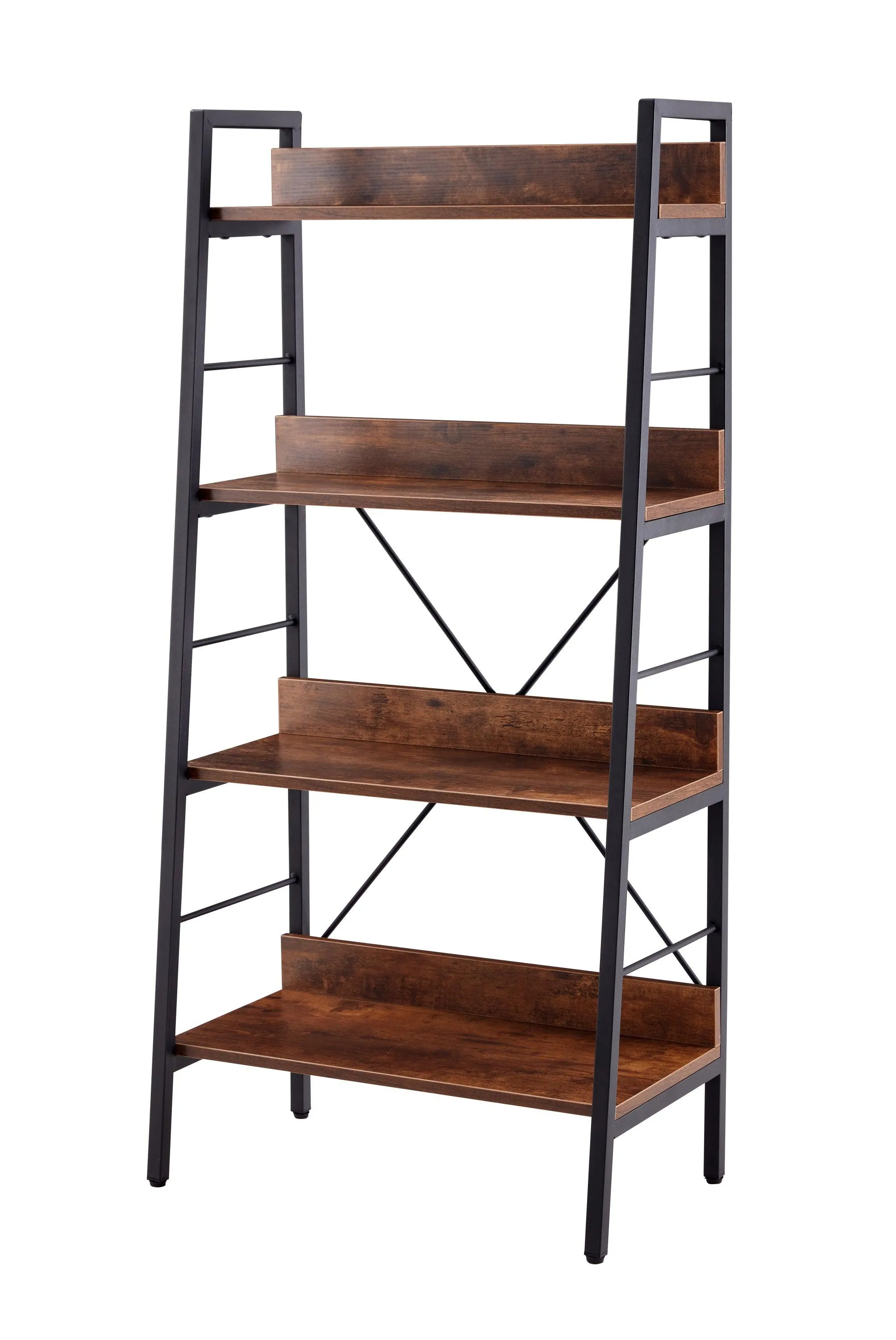 DN 4-Layer H Ladder Bookshelf, Metal Frame Storage Shelf Unit, Tigger, 1PC per Carton