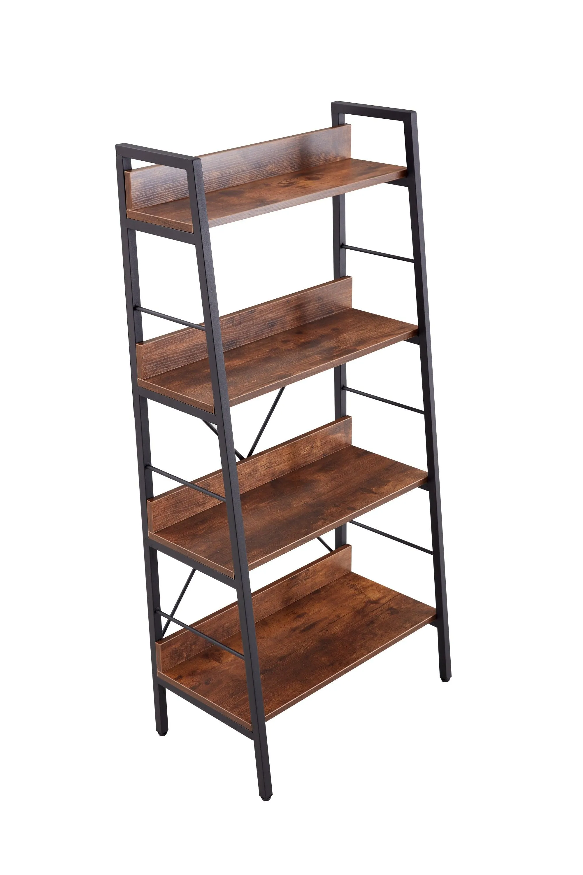 DN 4-Layer H Ladder Bookshelf, Metal Frame Storage Shelf Unit, Tigger, 1PC per Carton