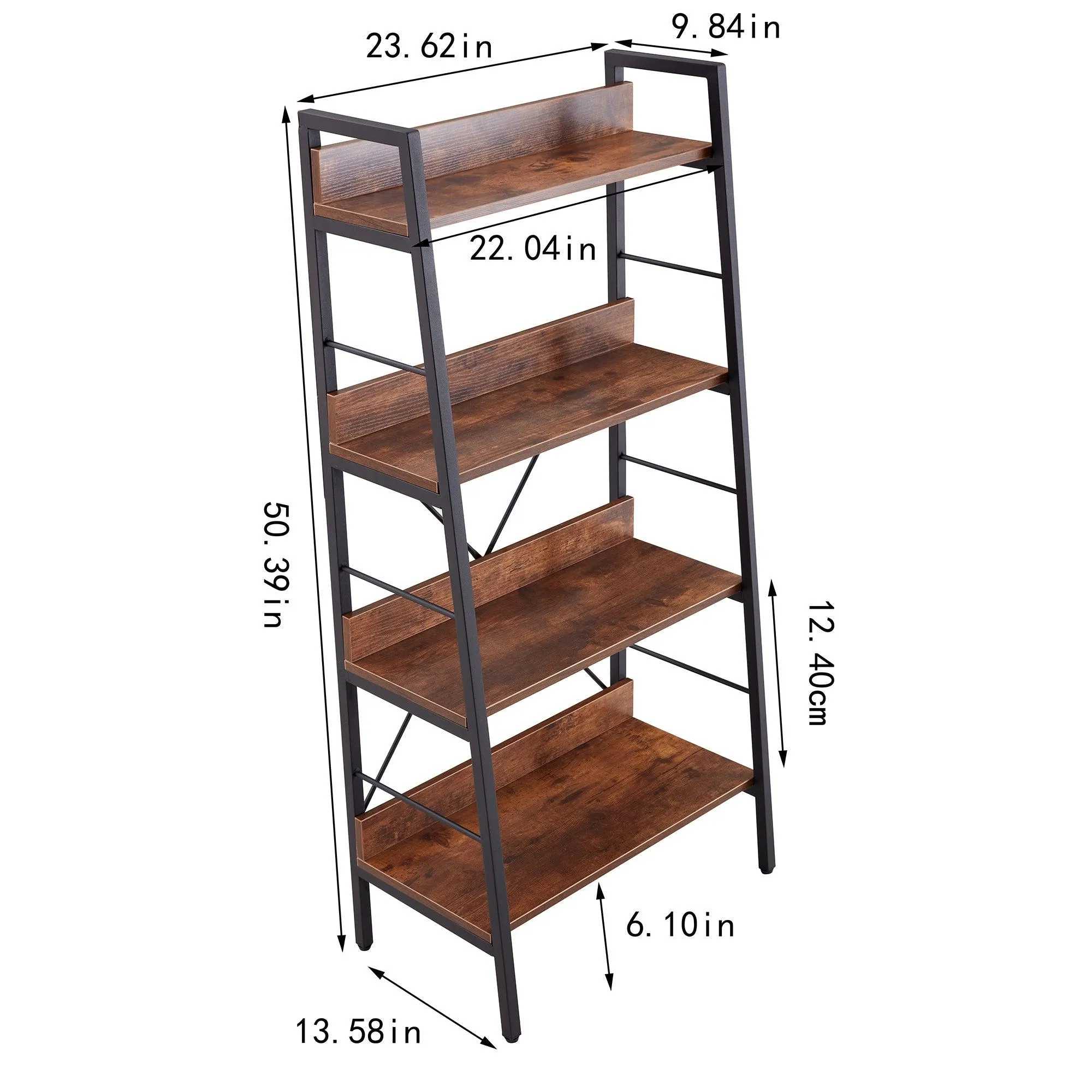 DN 4-Layer H Ladder Bookshelf, Metal Frame Storage Shelf Unit, Tigger, 1PC per Carton