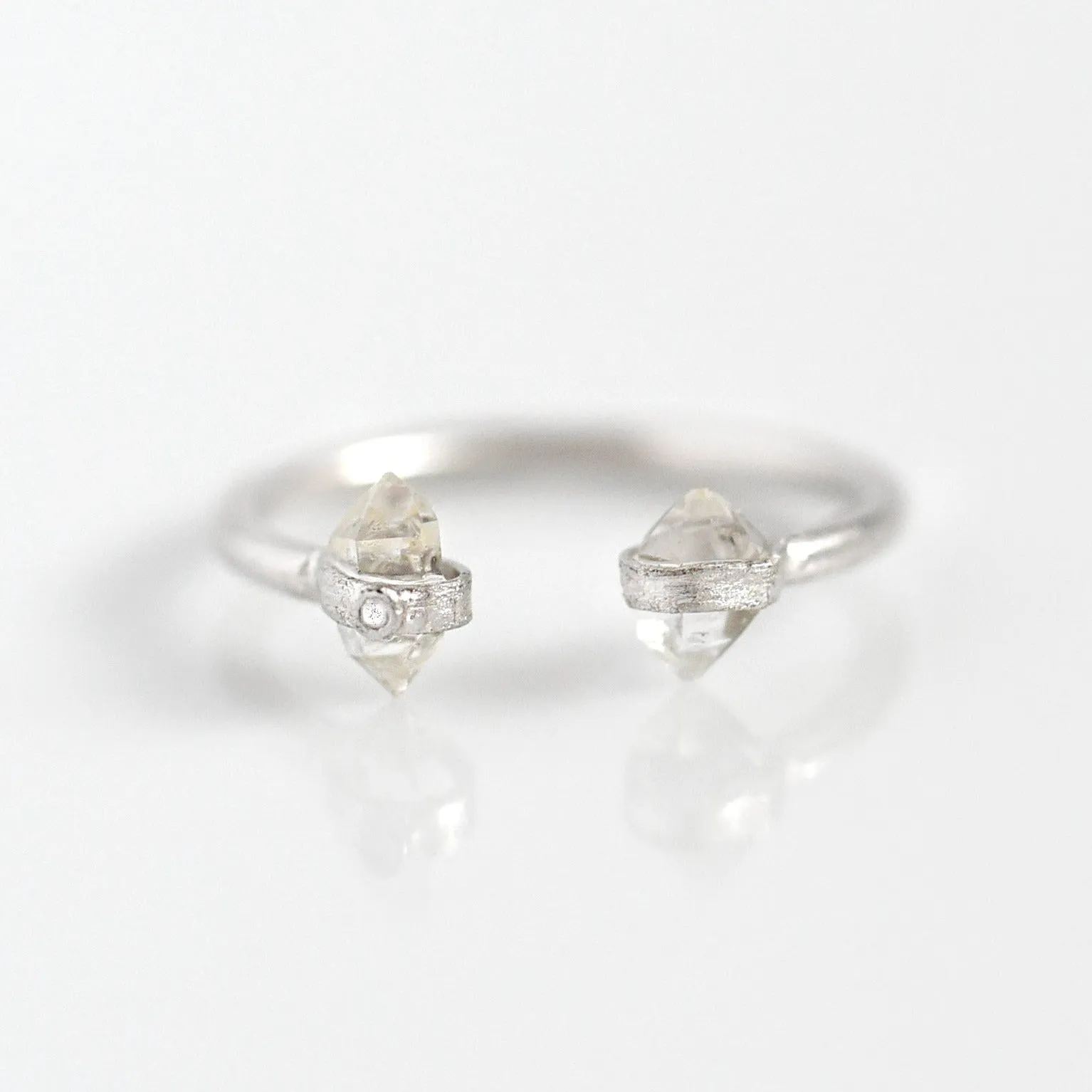 Double Herkimer Diamond Points Ring