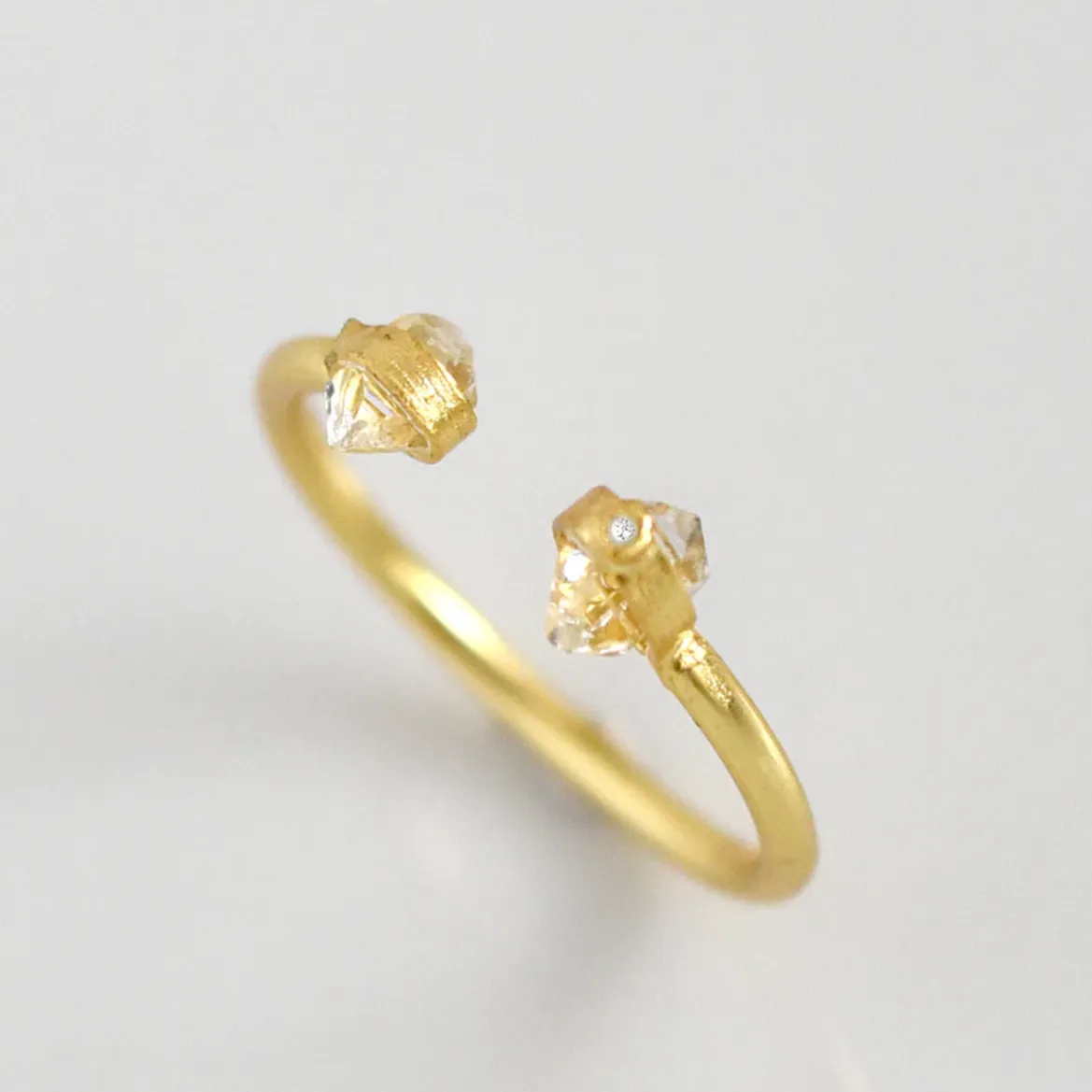 Double Herkimer Diamond Points Ring