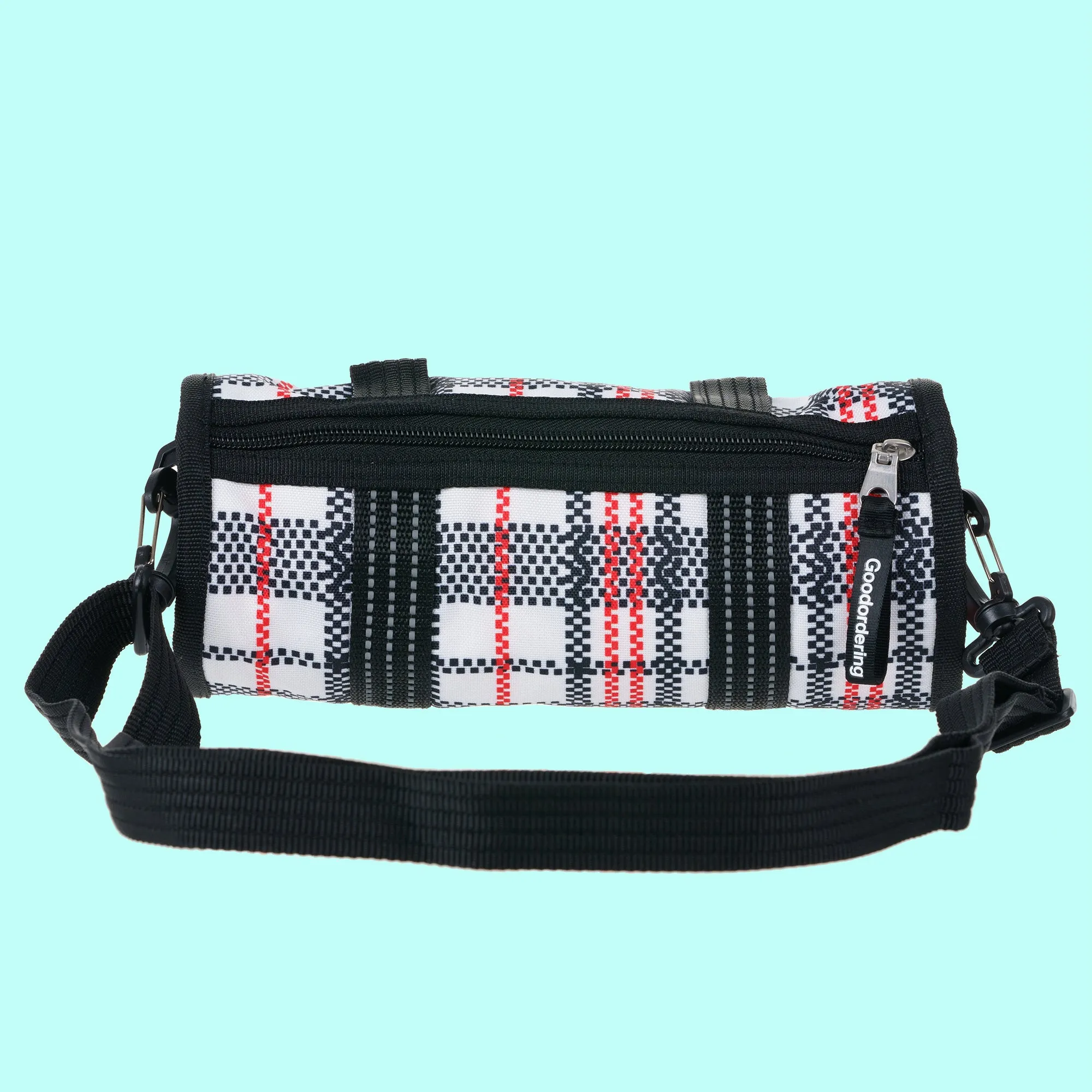 Eco Tartan tube saddle bag / shoulder bag checkered laundry bag plaid