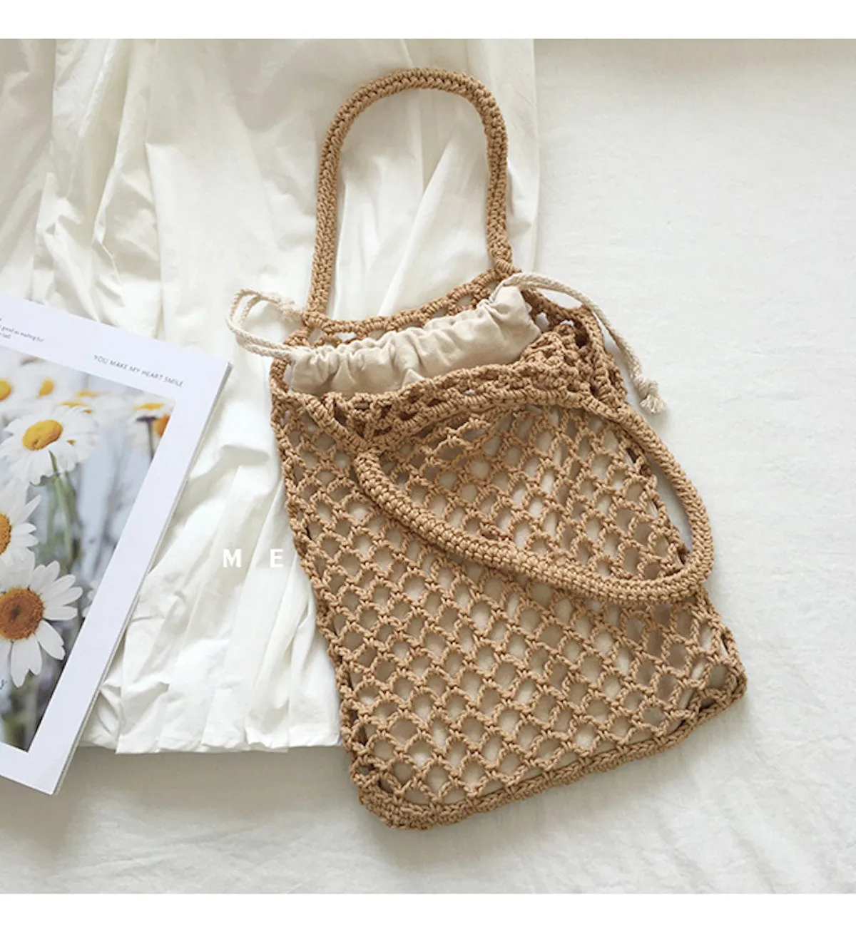 Elena Handbags Retro Cotton Knitted Shoulder Bag