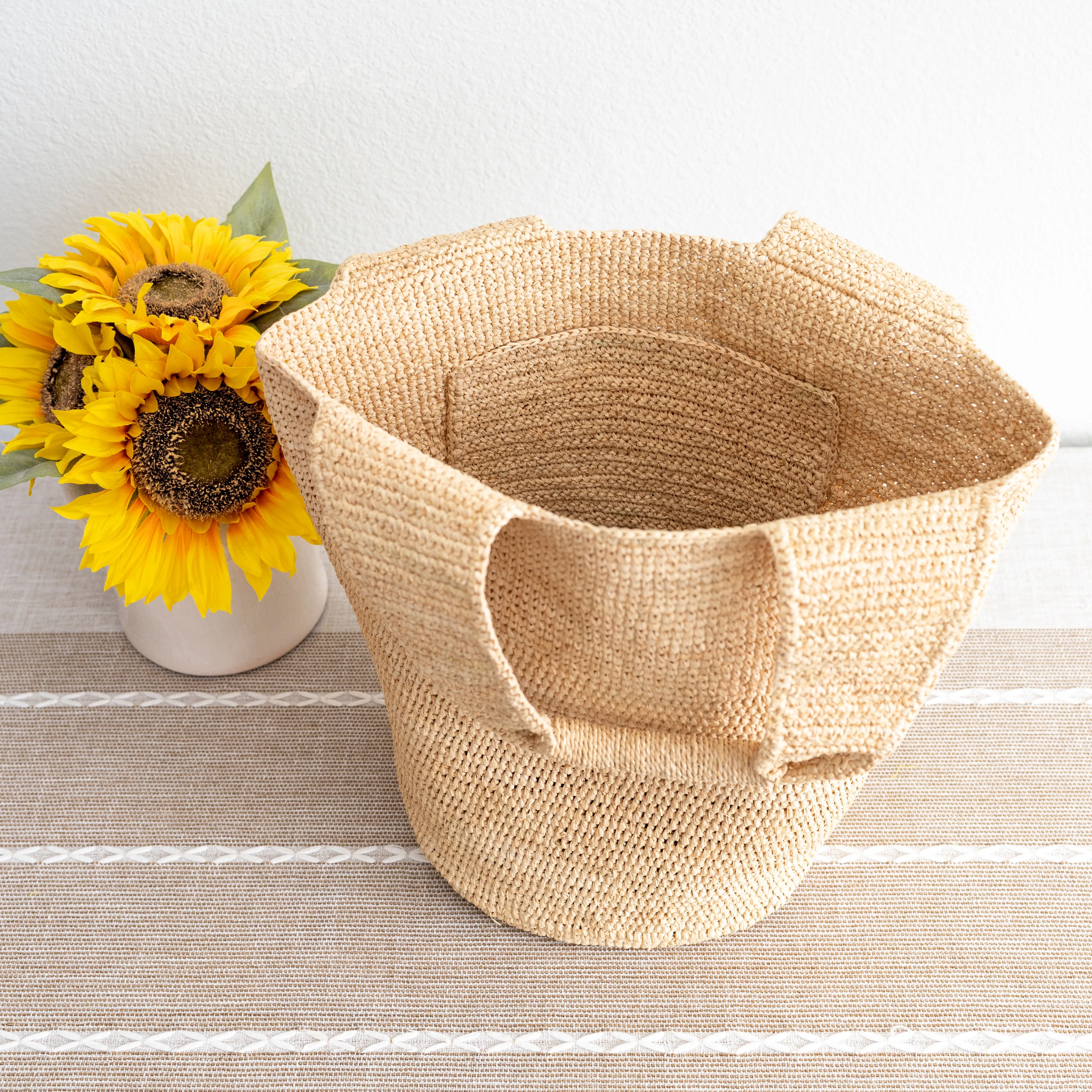 Elena Handbags Soft Raffia Woven Summer Straw Bucket Bag