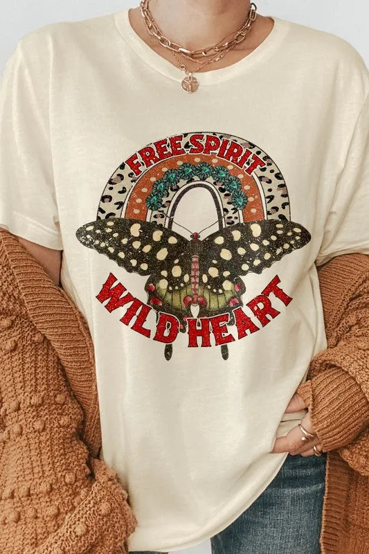 Free Spirit Wild Heart Butterfly Graphic Tee