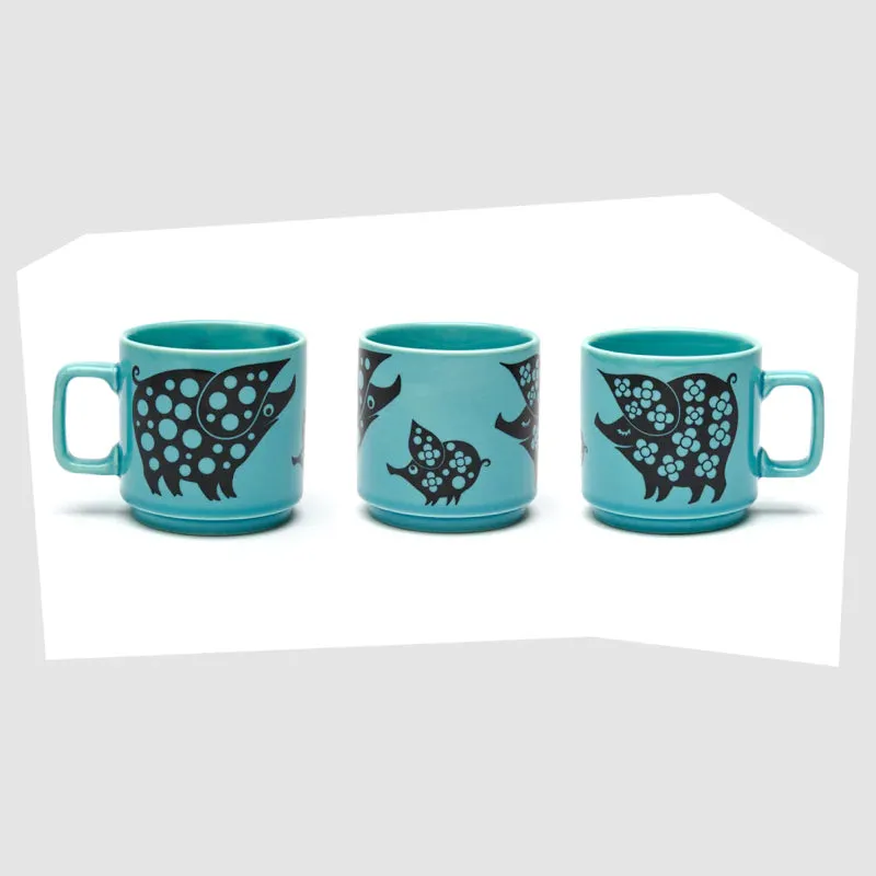 Hornsea Mug Pig Family Teal