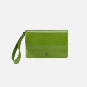 Jill Wristlet in Polished Leather - Garden Green