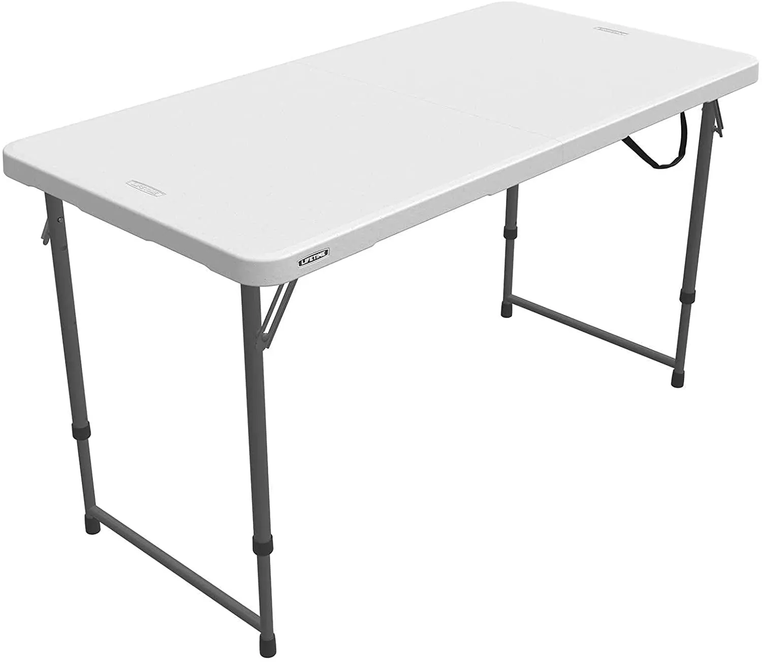 Lifetime Height Adjustable Craft Camping and Utility Folding Table, 4 Foot, 4'/48 X 24, White Granite