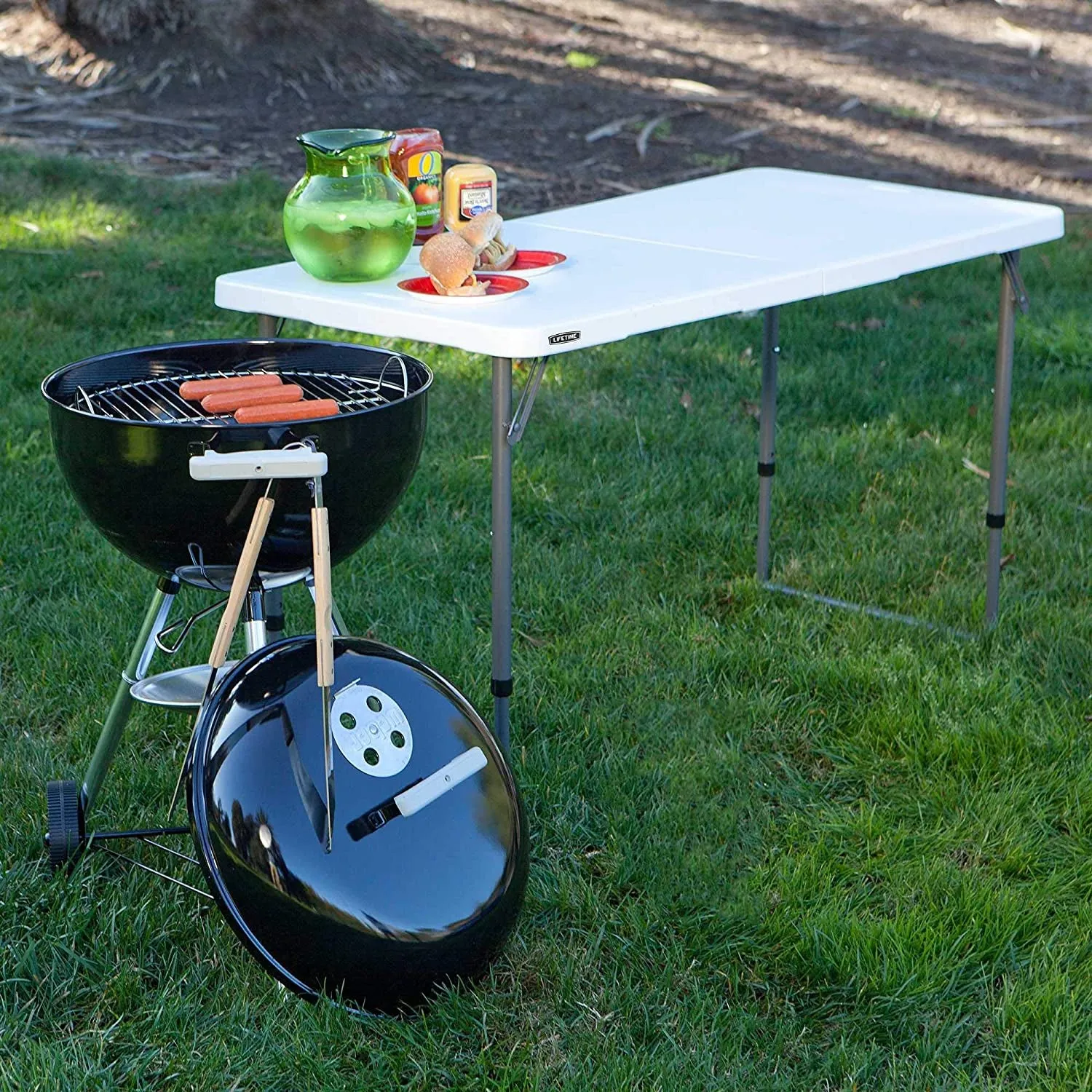 Lifetime Height Adjustable Craft Camping and Utility Folding Table, 4 Foot, 4'/48 X 24, White Granite