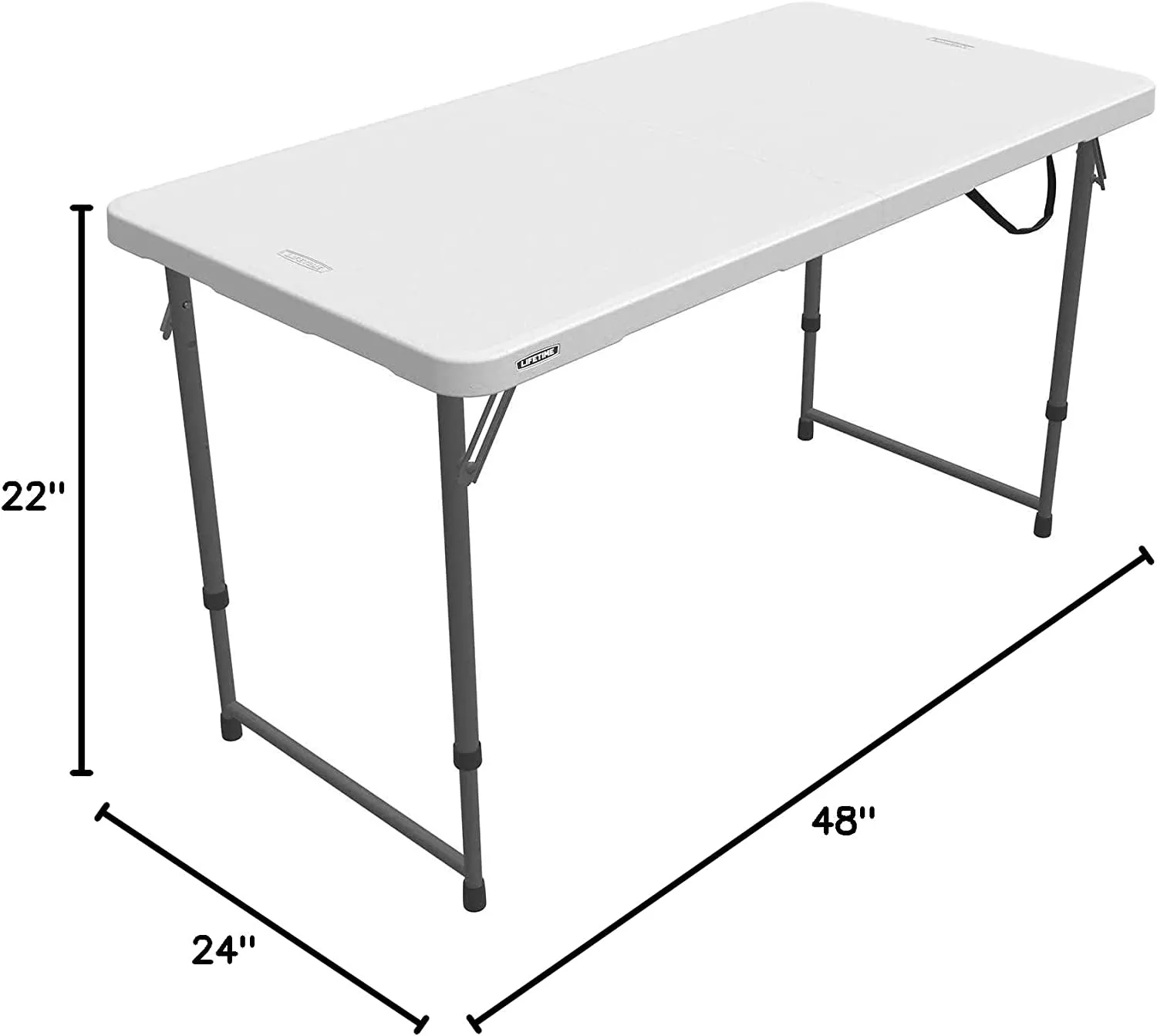 Lifetime Height Adjustable Craft Camping and Utility Folding Table, 4 Foot, 4'/48 X 24, White Granite