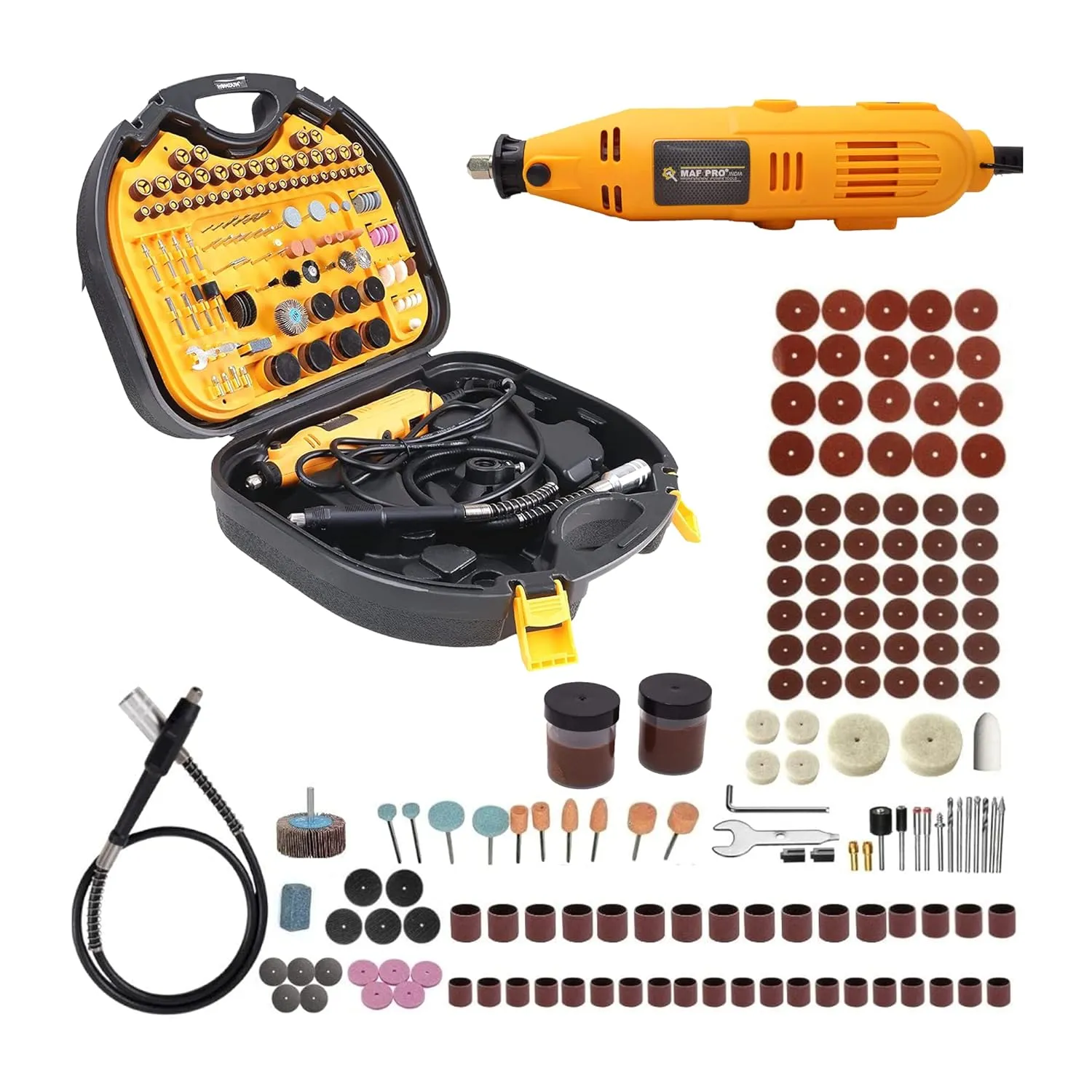 MAF PRO MG2525 Multifunctional Mini Rotary 252 Pieces Die Grinder Kit with Flexible Shaft and Variable Speed for Drilling, Sanding, Buffing, Polishing, Engraving