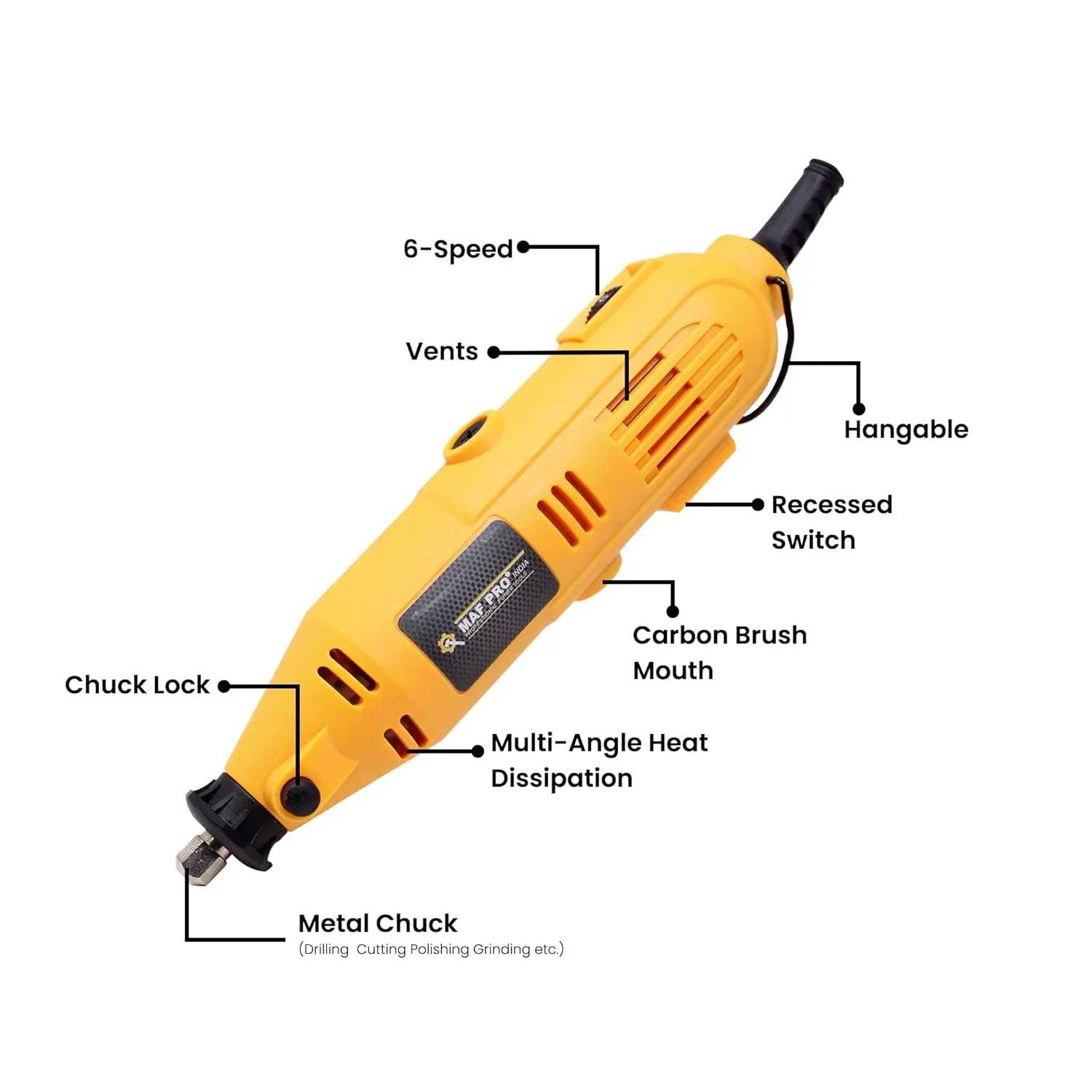 MAF PRO MG2525 Multifunctional Mini Rotary 252 Pieces Die Grinder Kit with Flexible Shaft and Variable Speed for Drilling, Sanding, Buffing, Polishing, Engraving