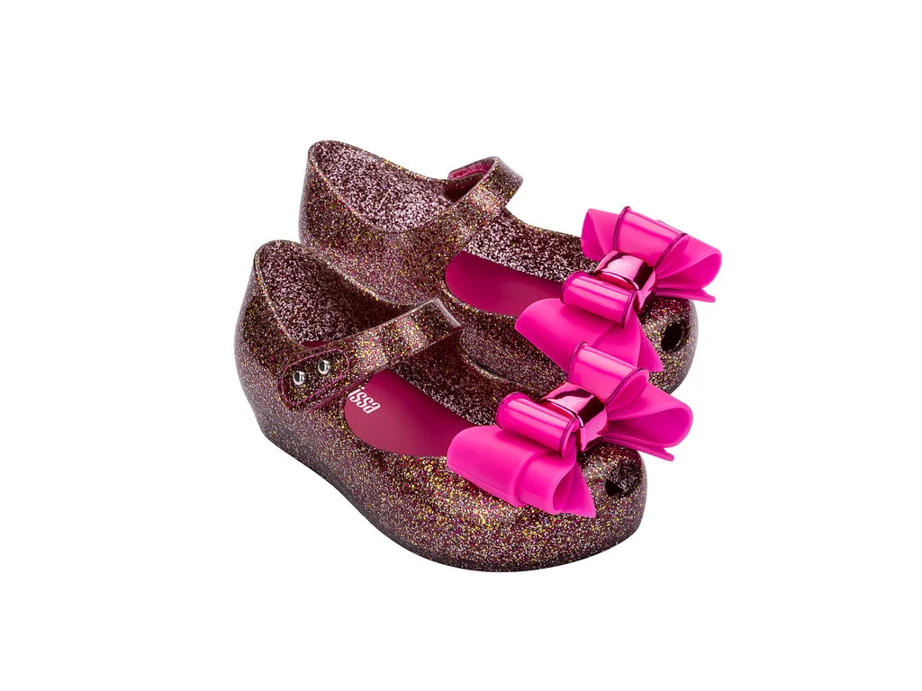 Mini Melissa Ultragirl Sweet IX Glitter Pink Ballerinas For Baby Girl