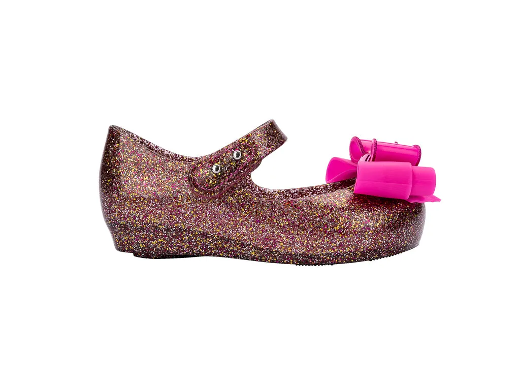 Mini Melissa Ultragirl Sweet IX Glitter Pink Ballerinas For Baby Girl