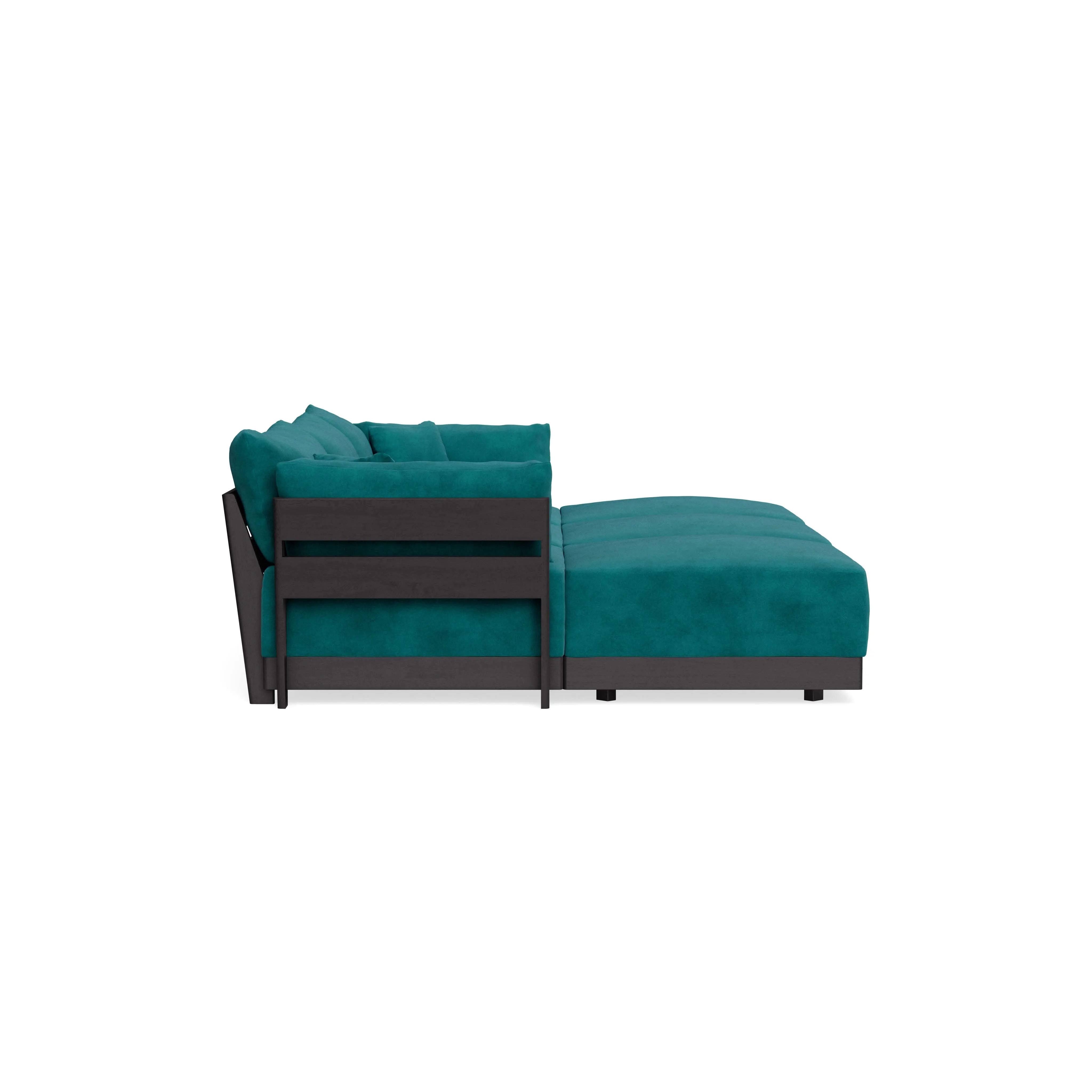 Modular Bondi Black 3-Seater Daybed Sofa Sectional in Peacock | Classic Blend