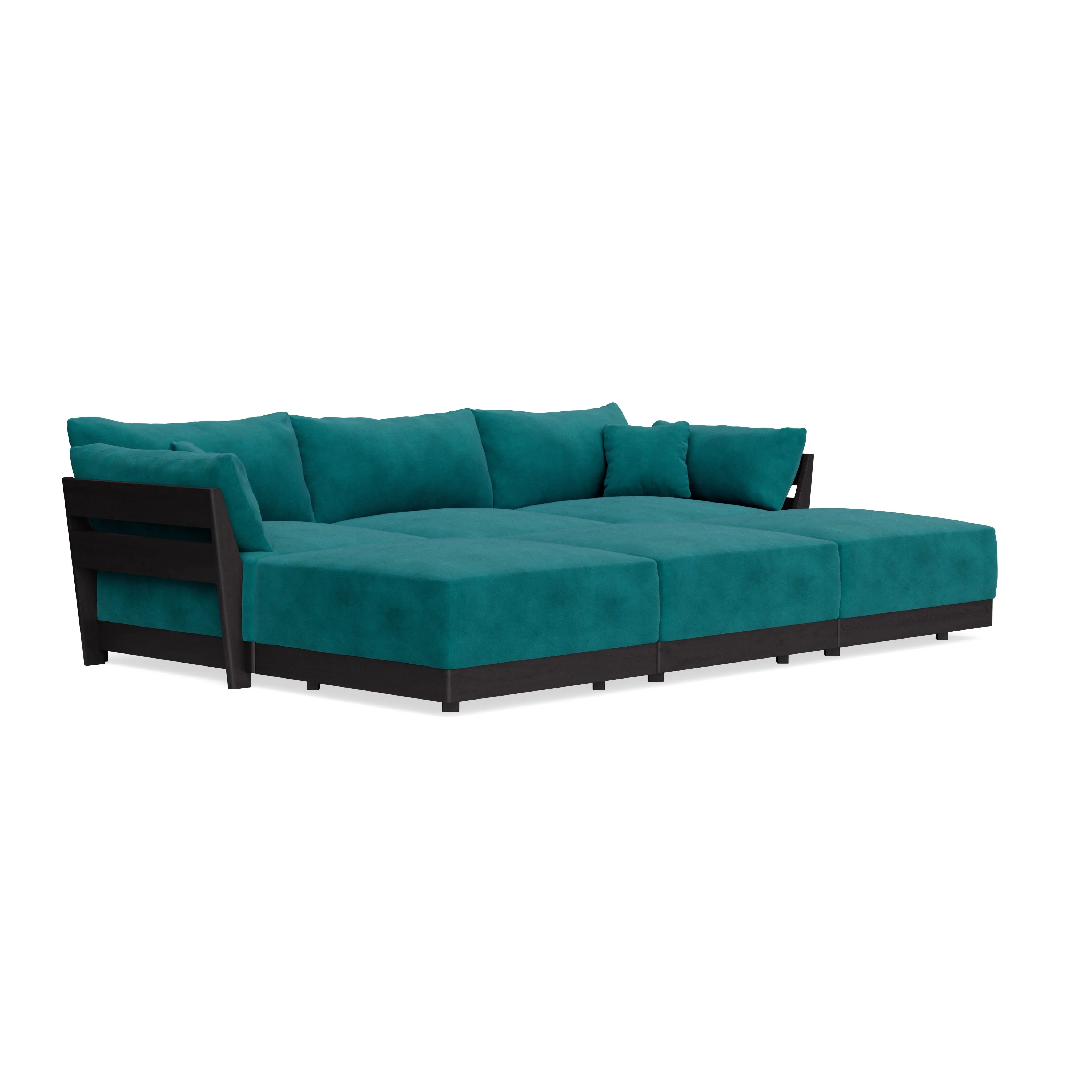 Modular Bondi Black 3-Seater Daybed Sofa Sectional in Peacock | Classic Blend