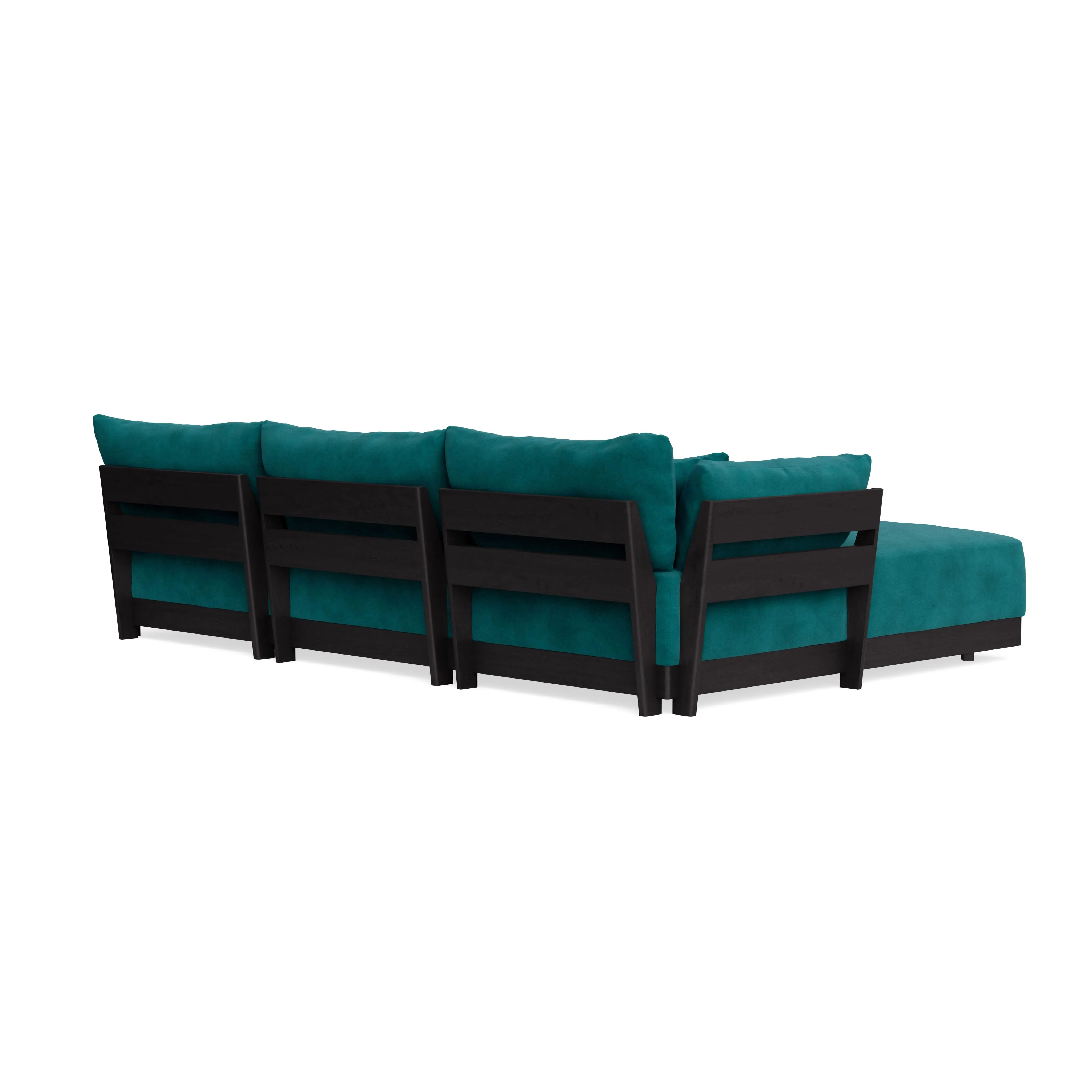 Modular Bondi Black 3-Seater Daybed Sofa Sectional in Peacock | Classic Blend