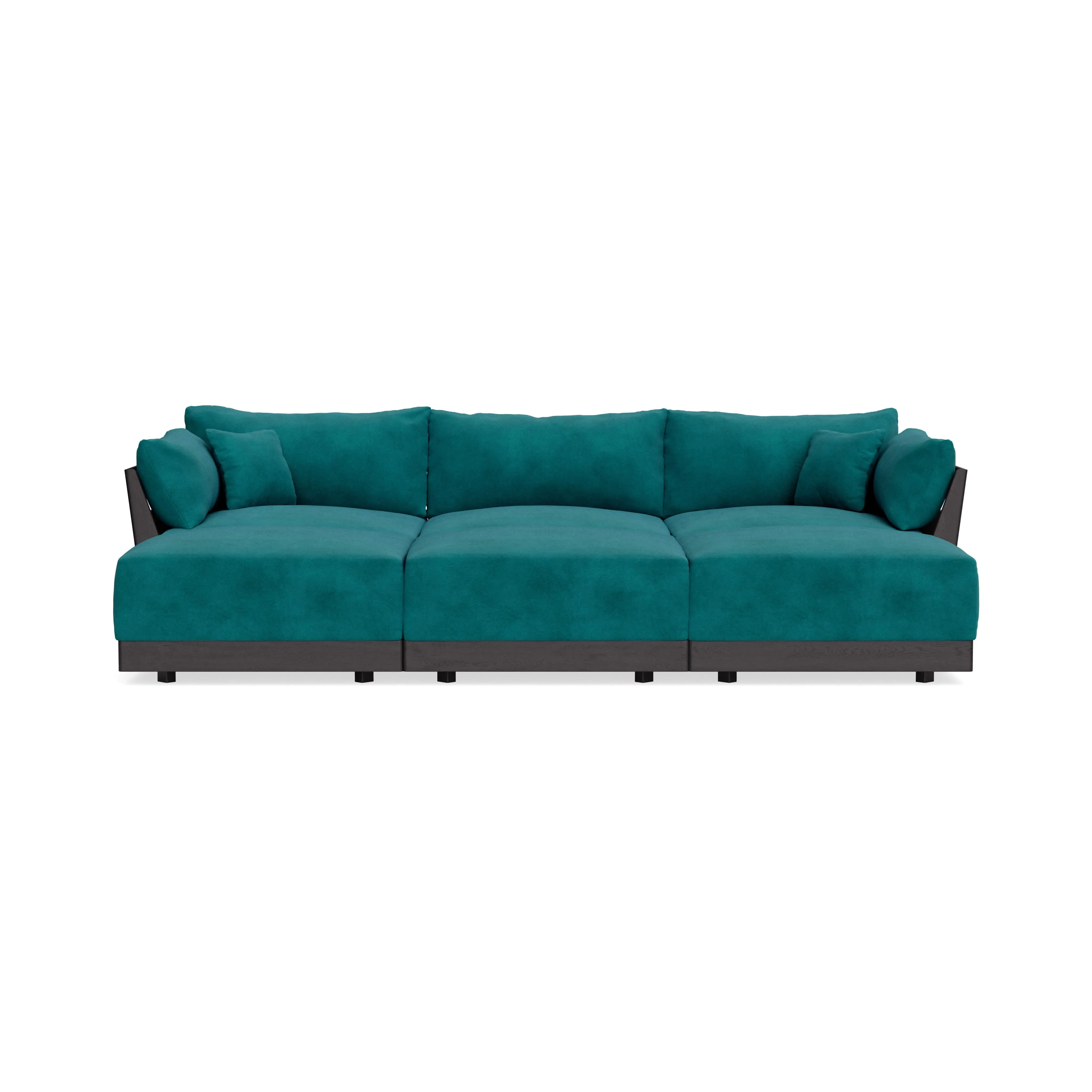 Modular Bondi Black 3-Seater Daybed Sofa Sectional in Peacock | Classic Blend