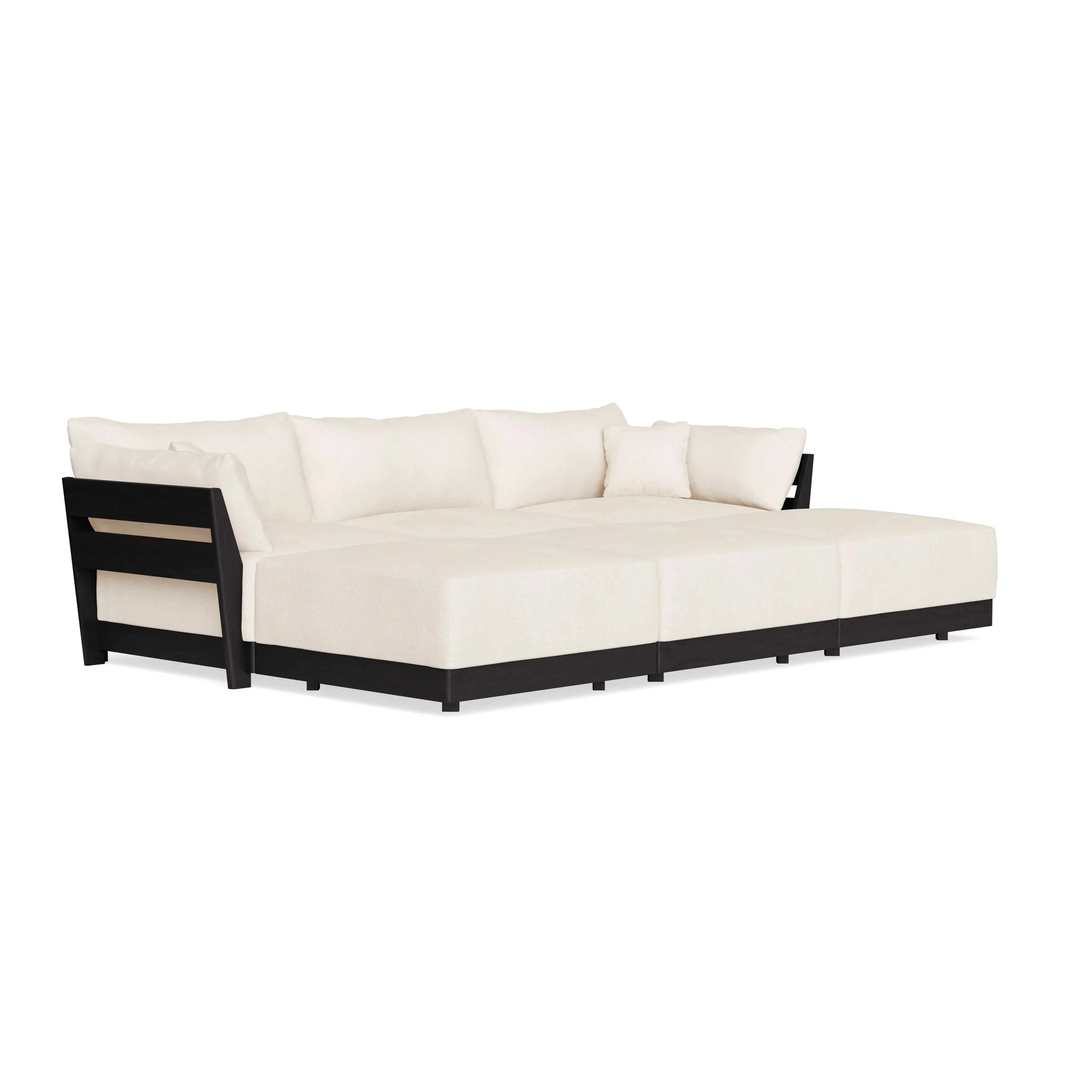 Modular Bondi Black 3-Seater Daybed Sofa Sectional in Powder | Classic Blend