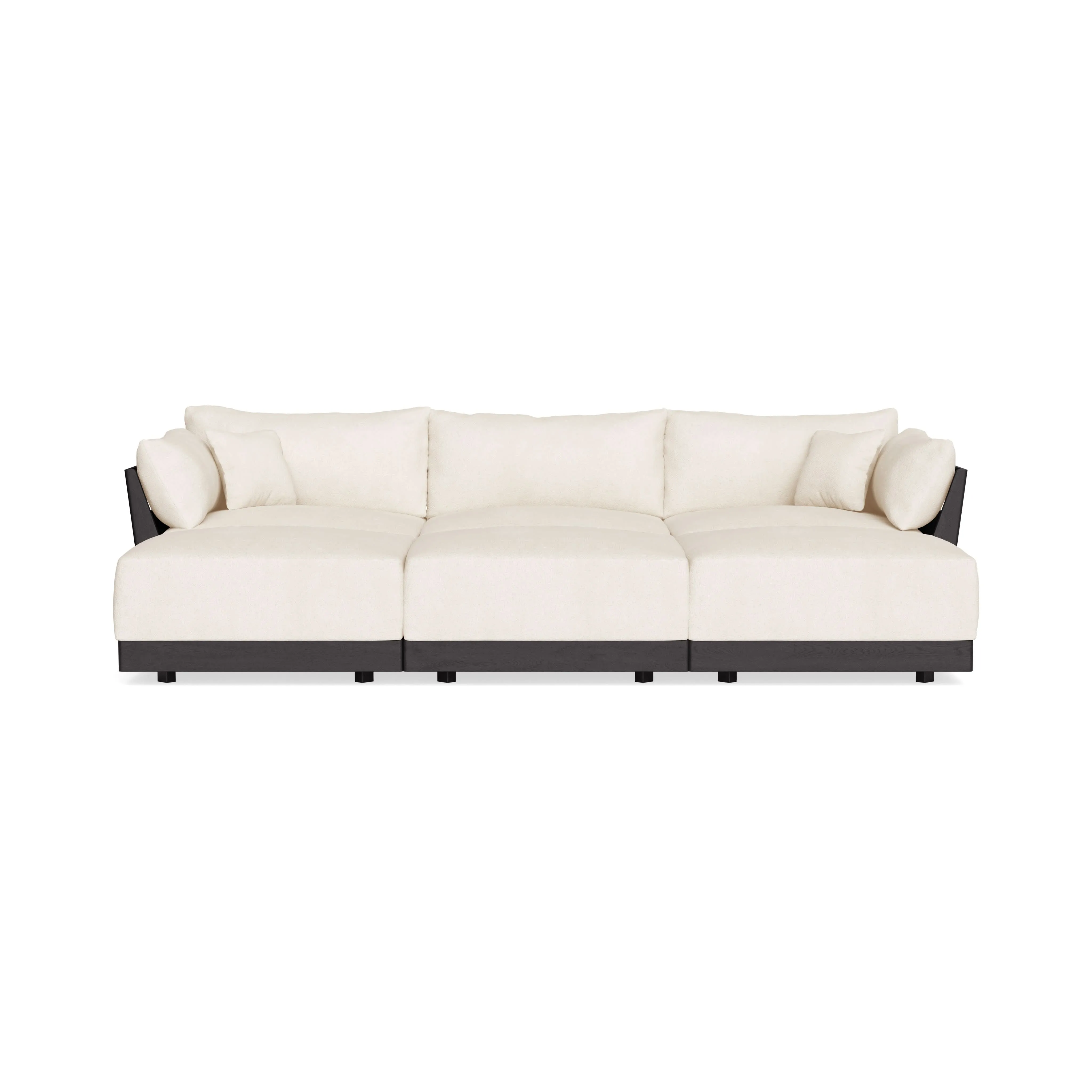 Modular Bondi Black 3-Seater Daybed Sofa Sectional in Powder | Classic Blend