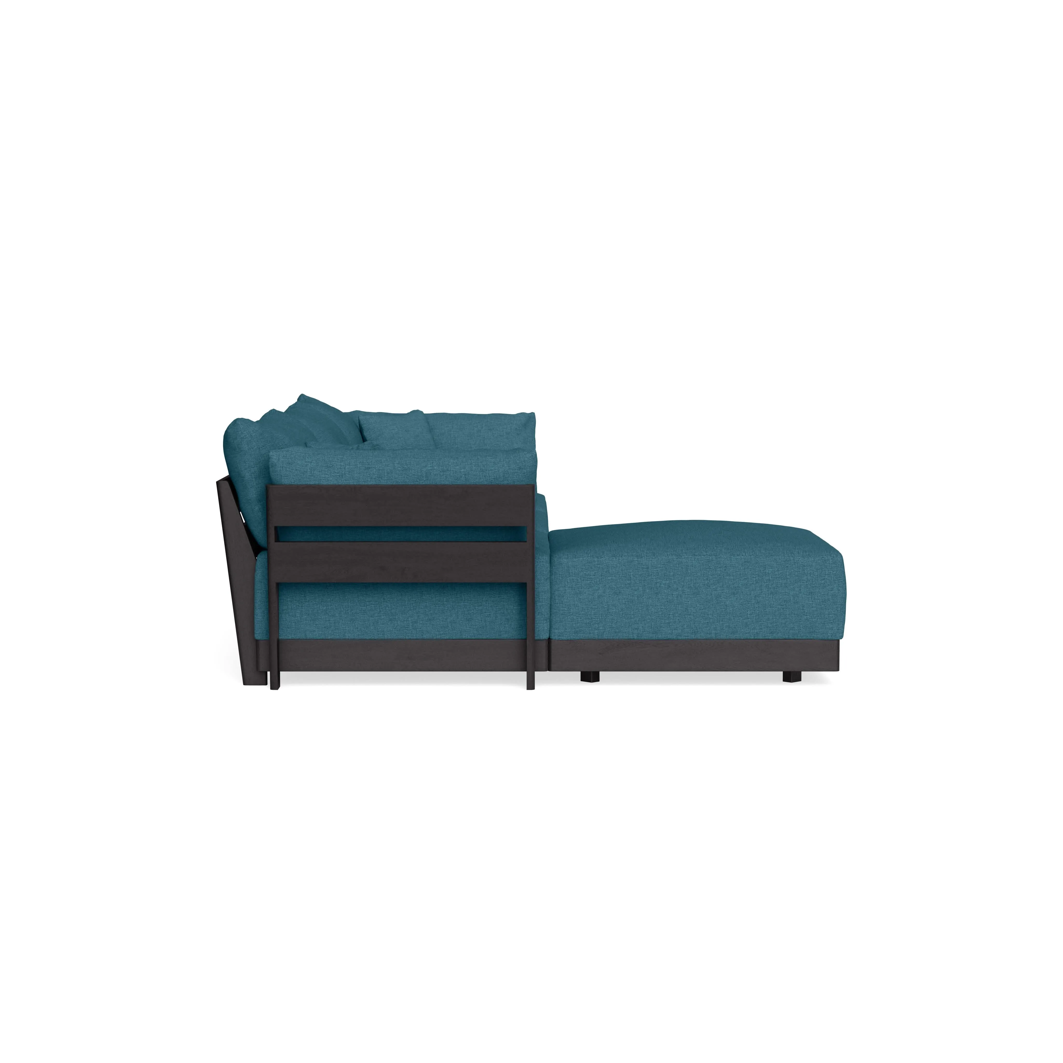 Modular Bondi Black 3-Seater Sectional in Aegean Blue | Classic Blend