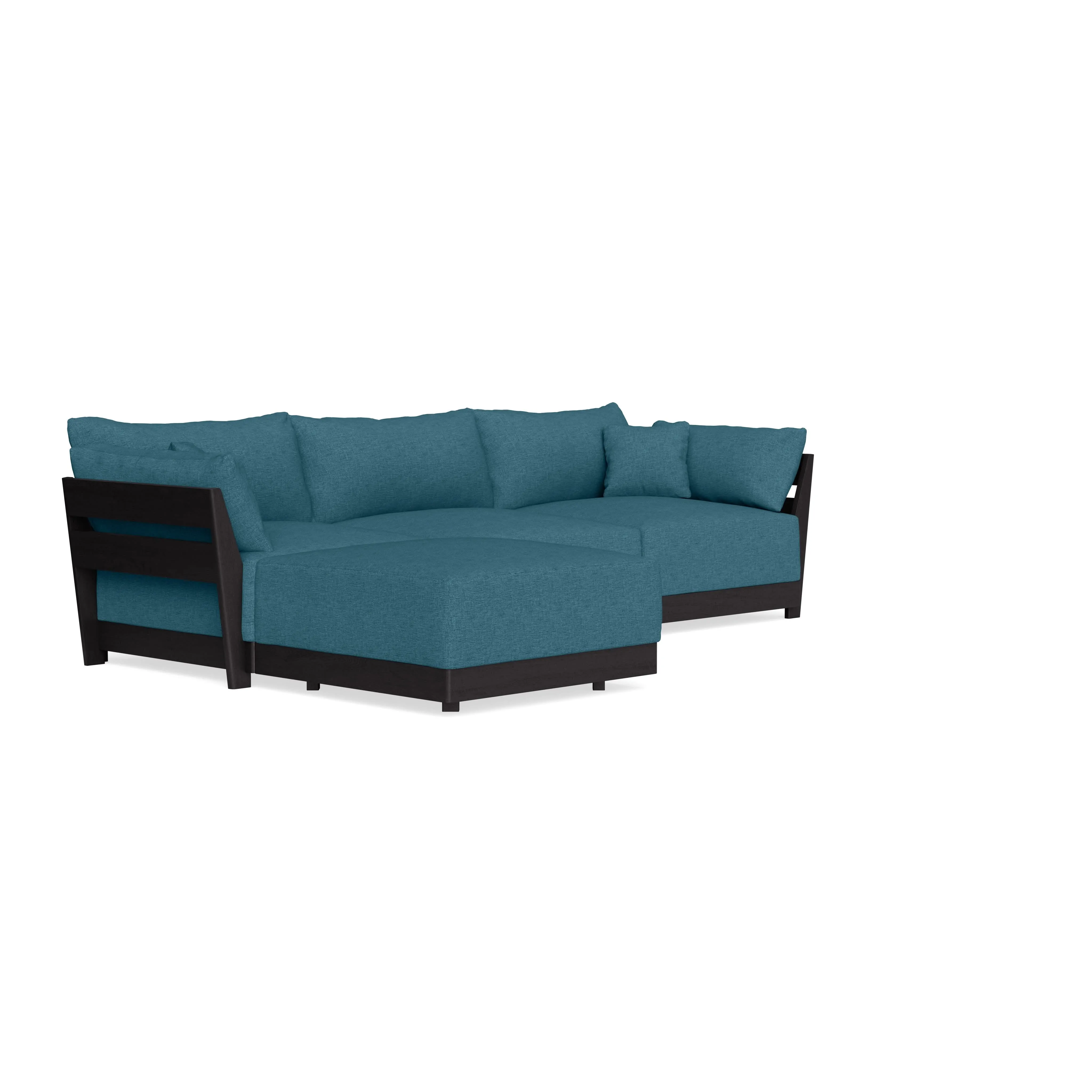 Modular Bondi Black 3-Seater Sectional in Aegean Blue | Classic Blend