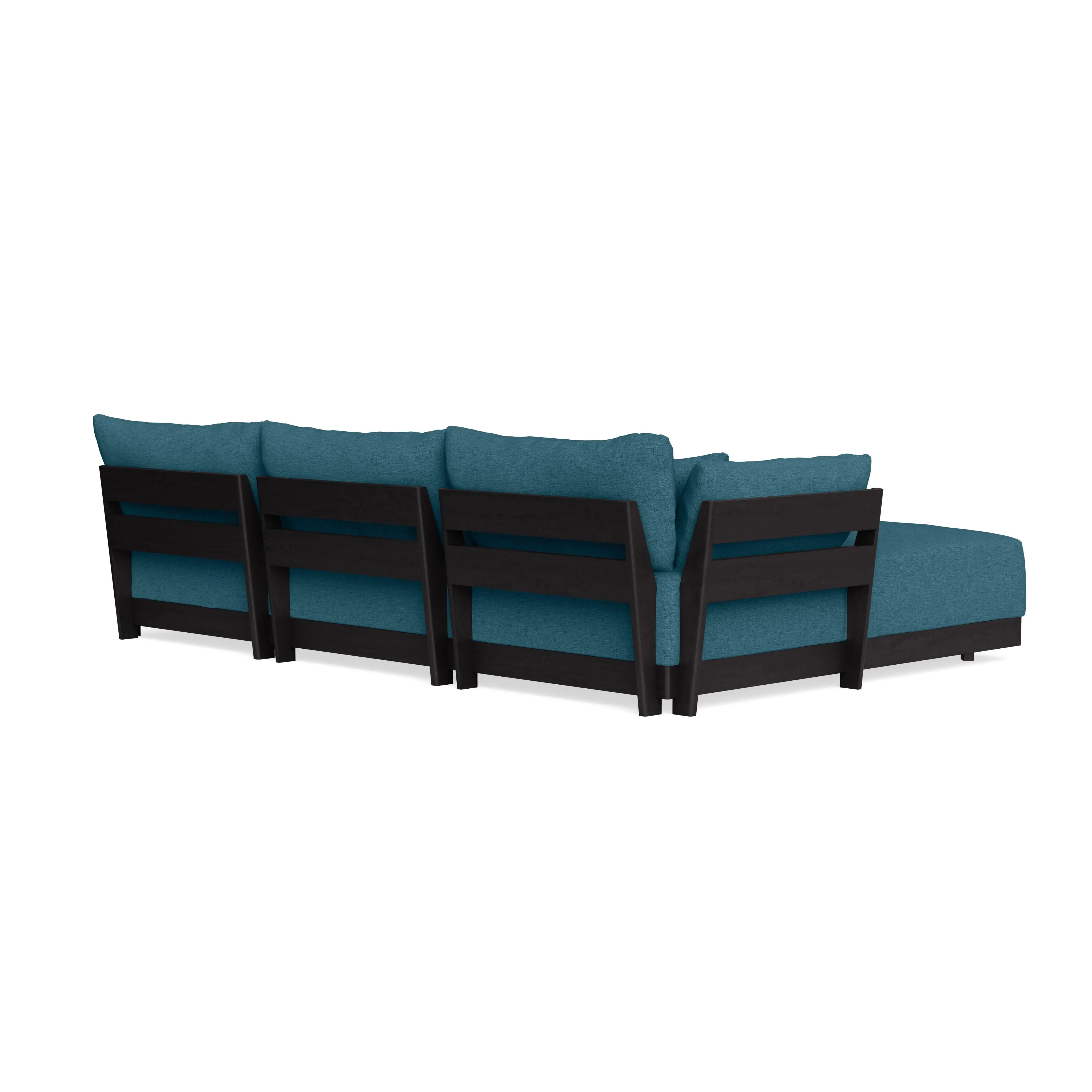 Modular Bondi Black 3-Seater Sectional in Aegean Blue | Classic Blend