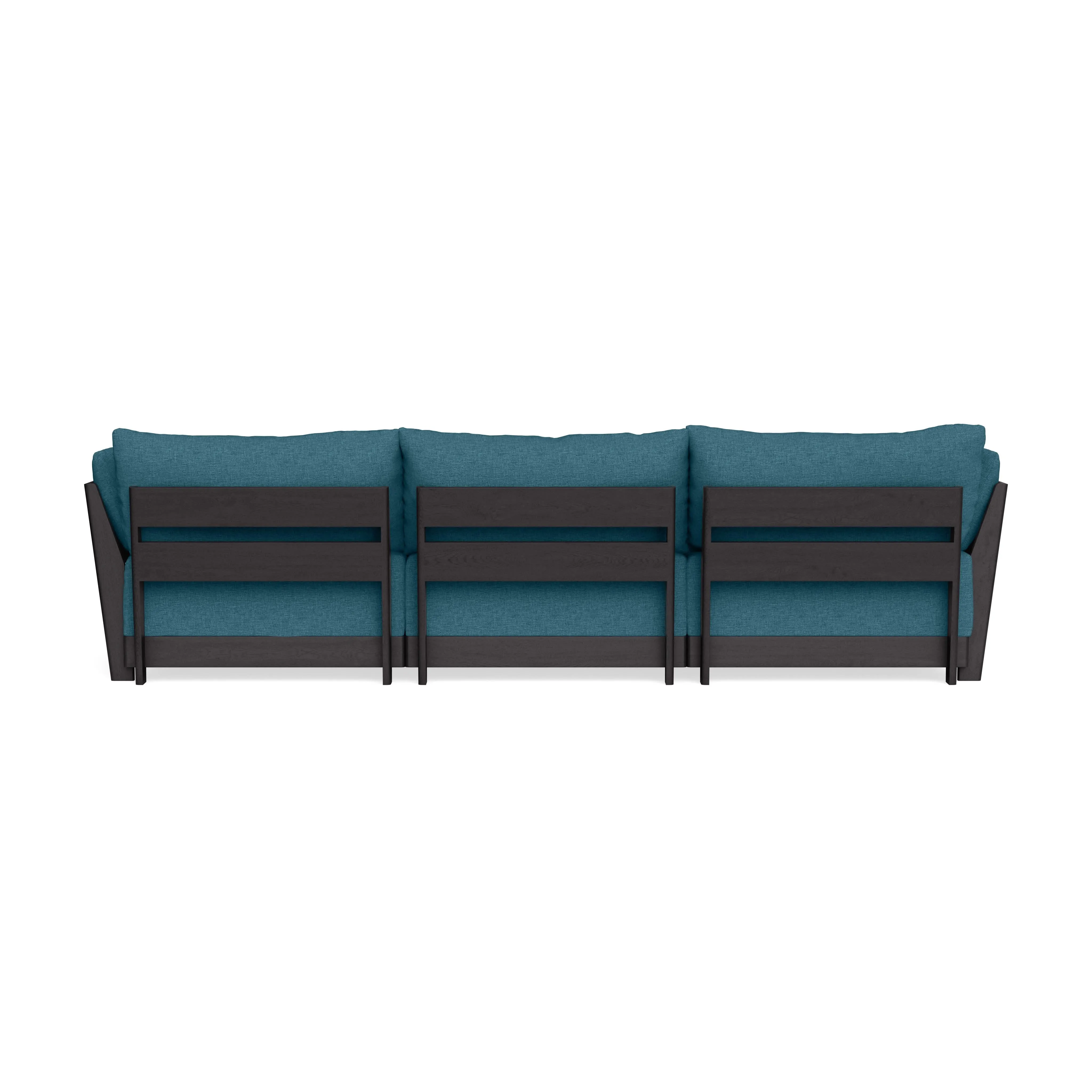 Modular Bondi Black 3-Seater Sectional in Aegean Blue | Classic Blend