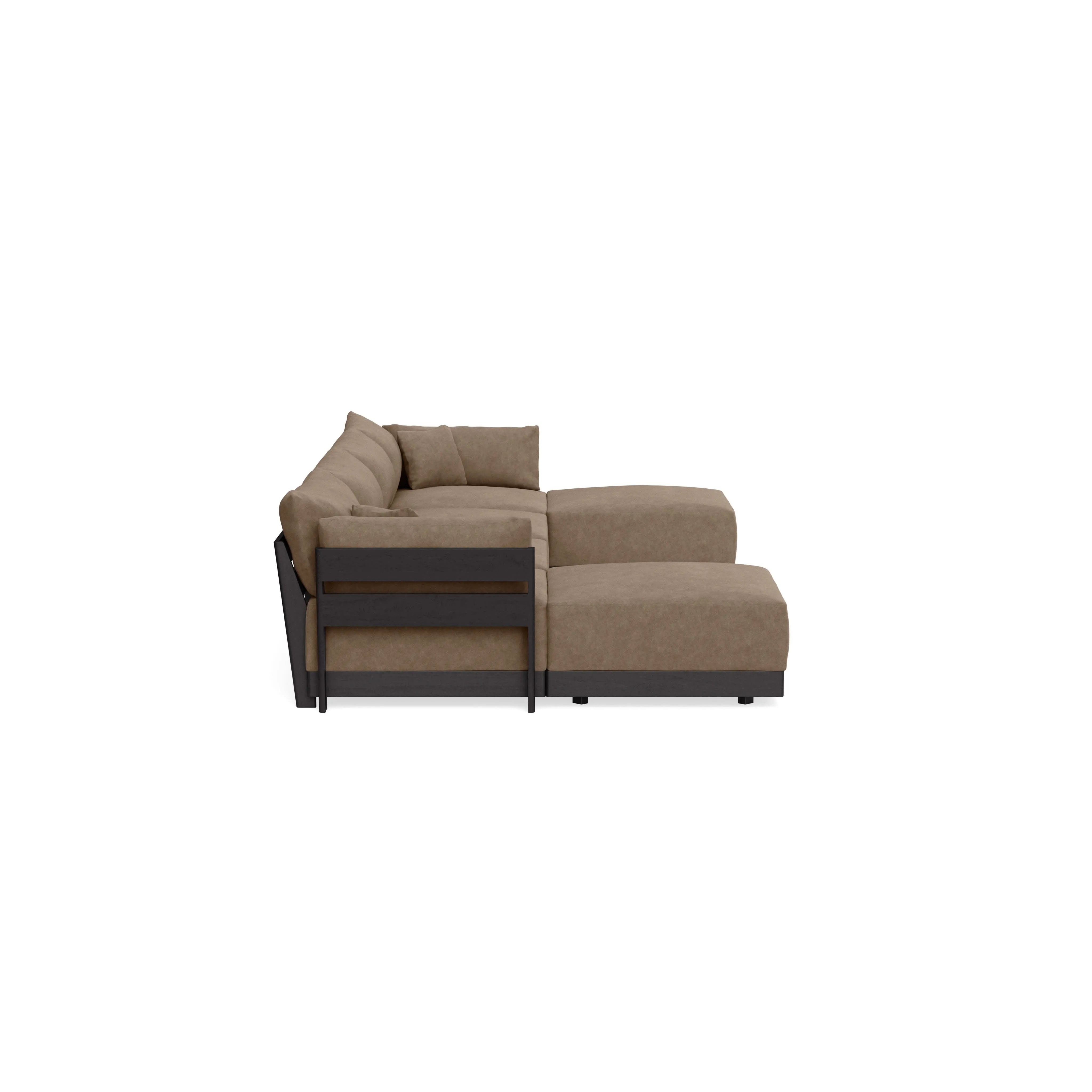 Modular Bondi Black 4-Seater U-Sectional in Coffee | Classic Blend