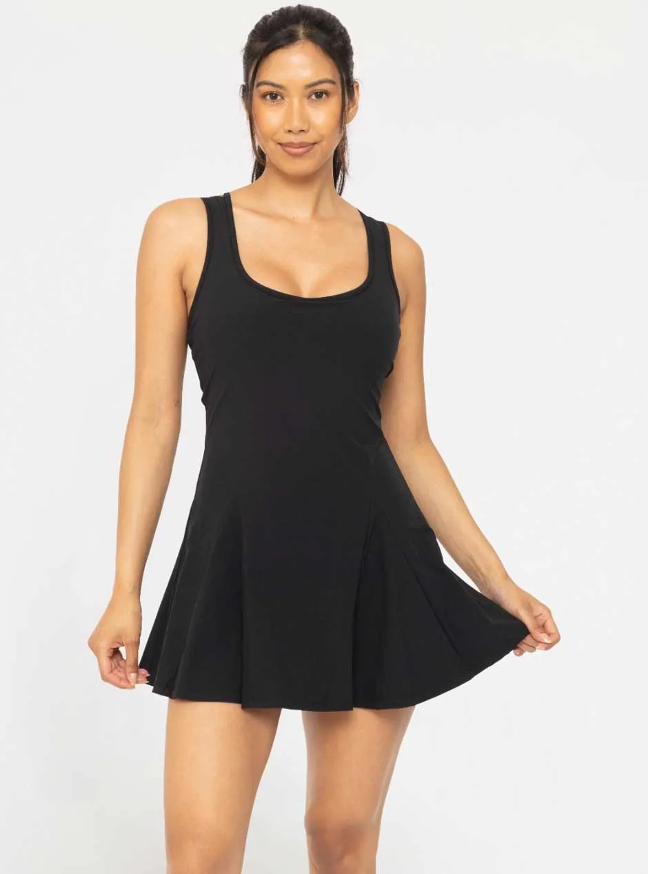 Mono B Women's Criss-Cross Square Neckline Mini Dress - Black