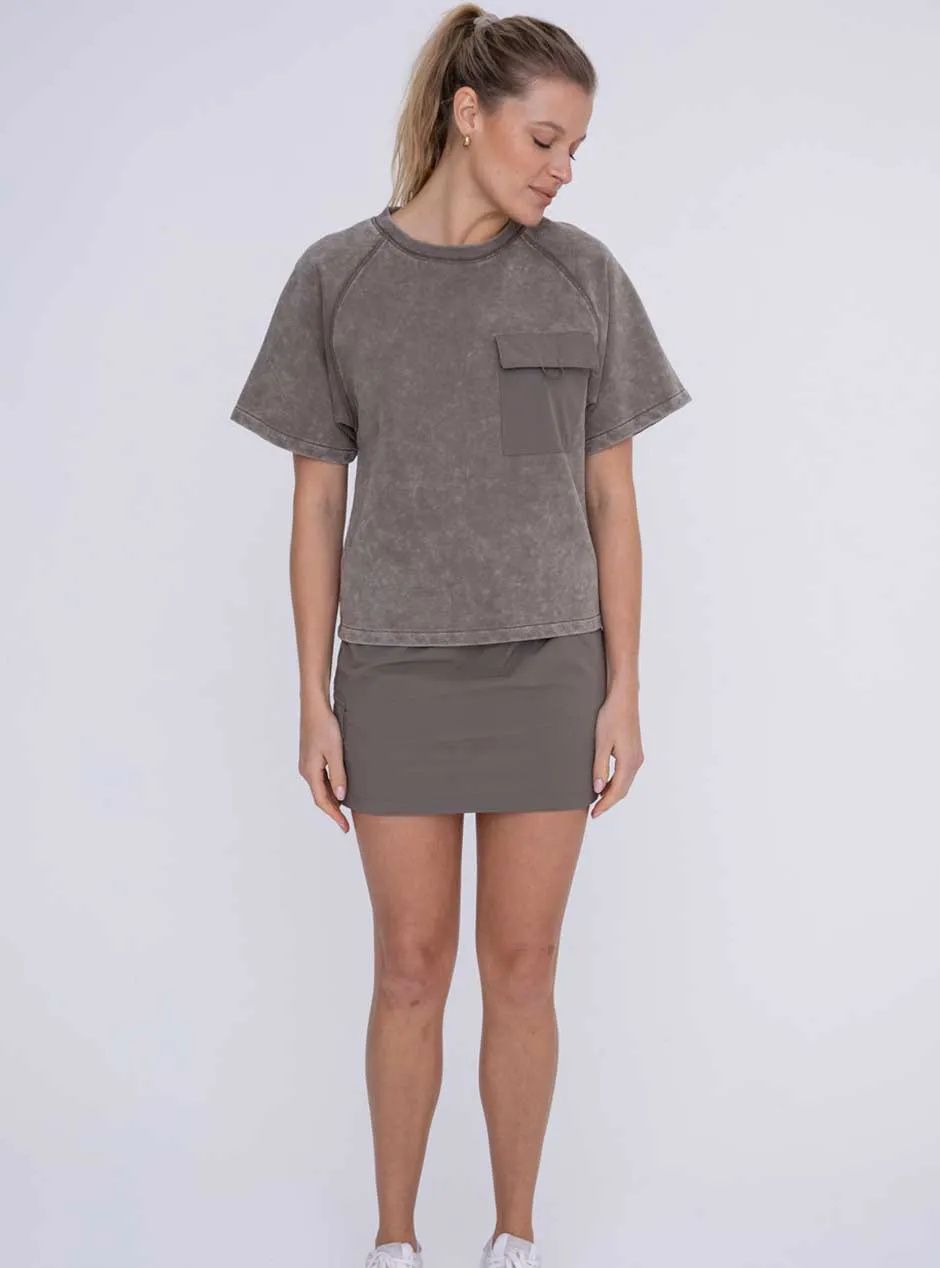 Mono B Women's Double Bungee Utility Mini Skort - Olive Green