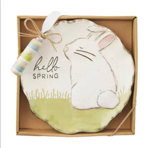 Mudpie Hello Spring Bunny Cheese Plate Set