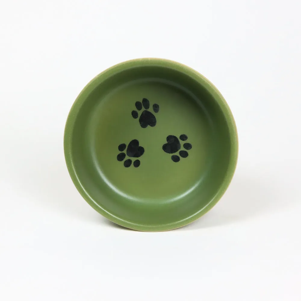 NEW! Set of 2 Small Moss Brookline Pet Bowls by Emerson Creek Pottery Made in USA BL-2781