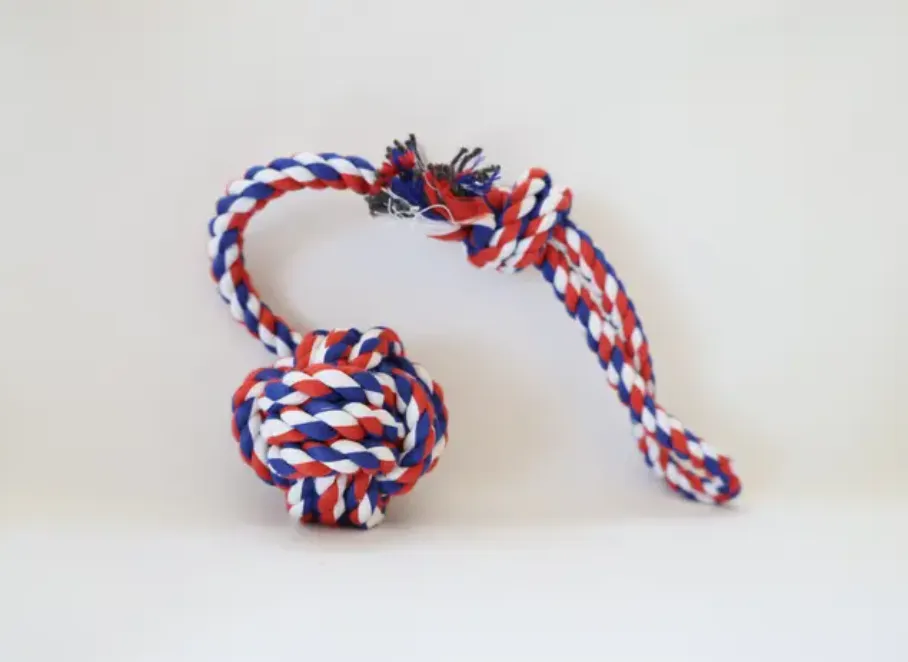 Old Glory Rope Ball Tug for Medium Size Dogs