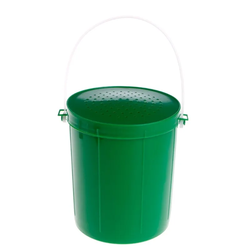 Plastic Bait Bucket Lightweight Portable Handle Breathable Lid 2 Sizes