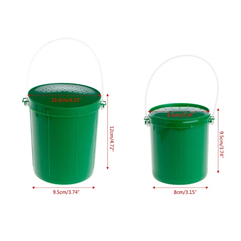 Plastic Bait Bucket Lightweight Portable Handle Breathable Lid 2 Sizes