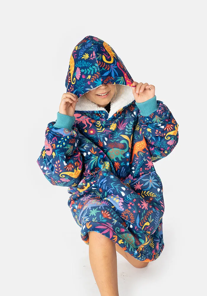 Popsy Pop-On Children's Oversize Dinosaur Print Hoodie