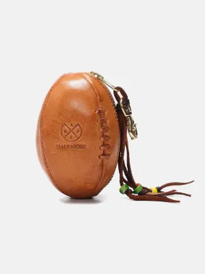 Retro Handmade American Football Shape Leather Pouch