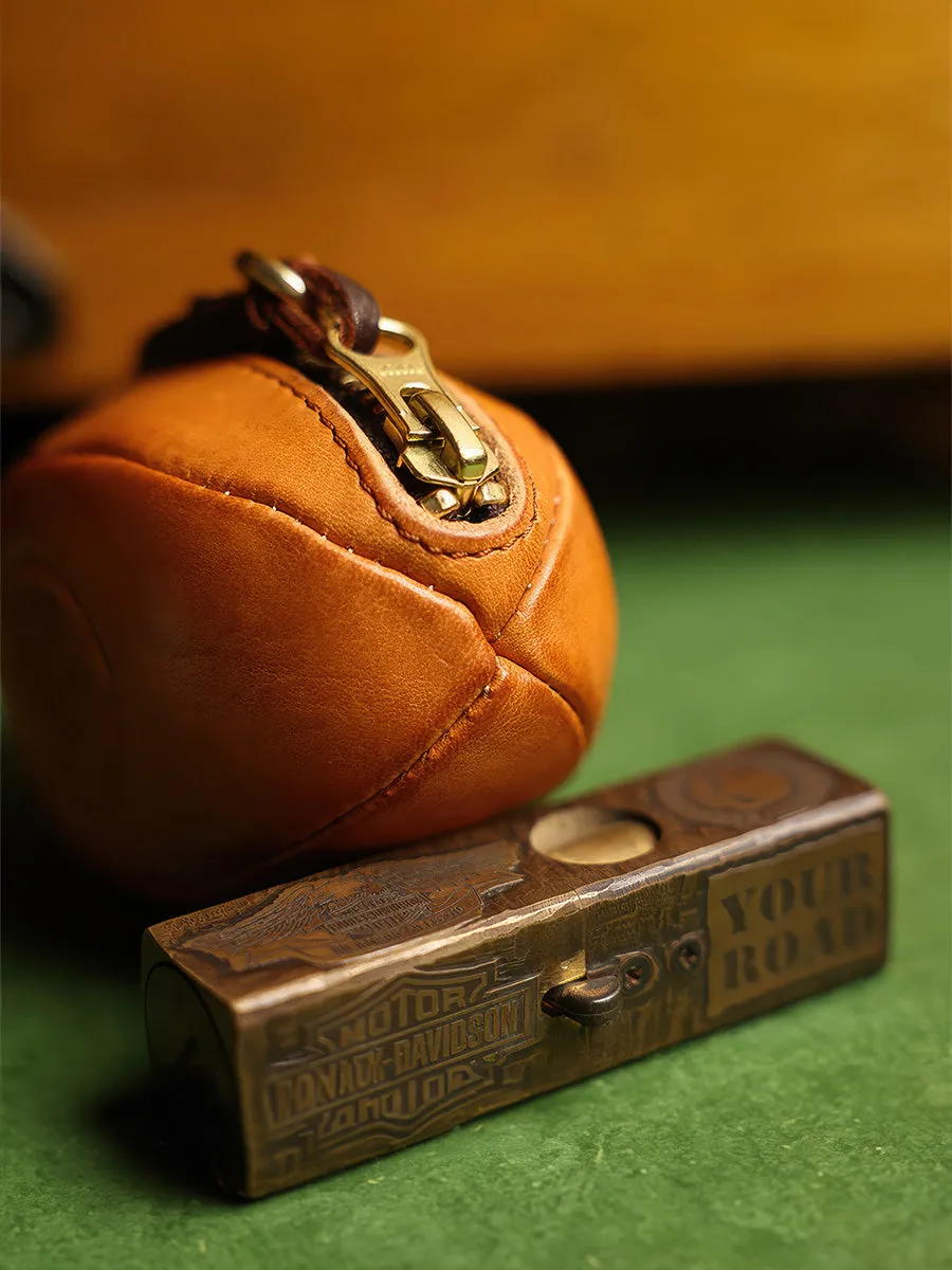 Retro Handmade American Football Shape Leather Pouch