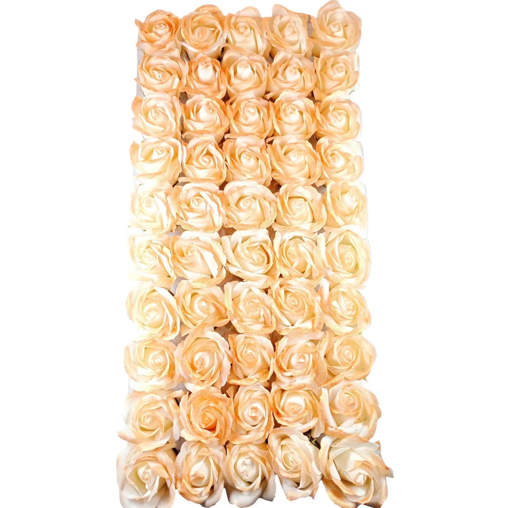 Rose Fabric Flower Head with Golden Glittery Top for Decoration, Craft or Textile - Design 143