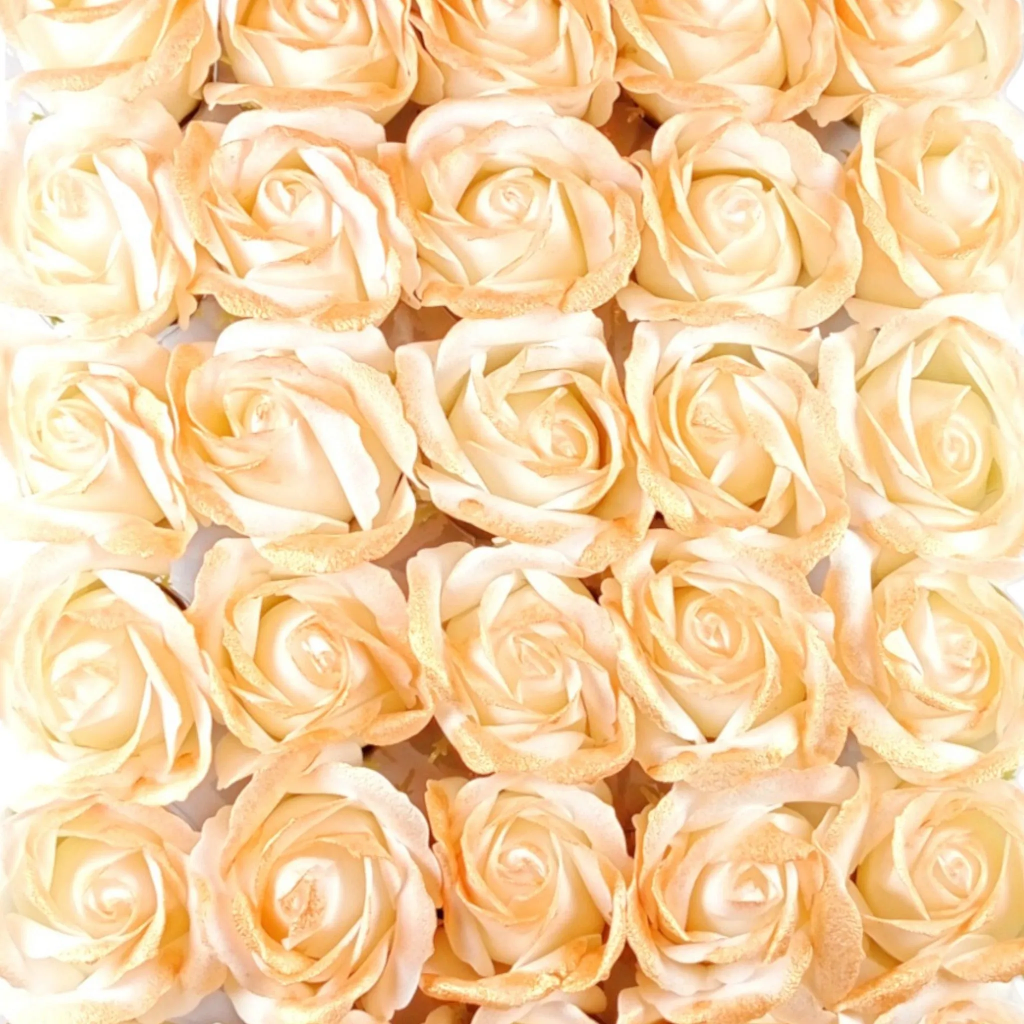 Rose Fabric Flower Head with Golden Glittery Top for Decoration, Craft or Textile - Design 143