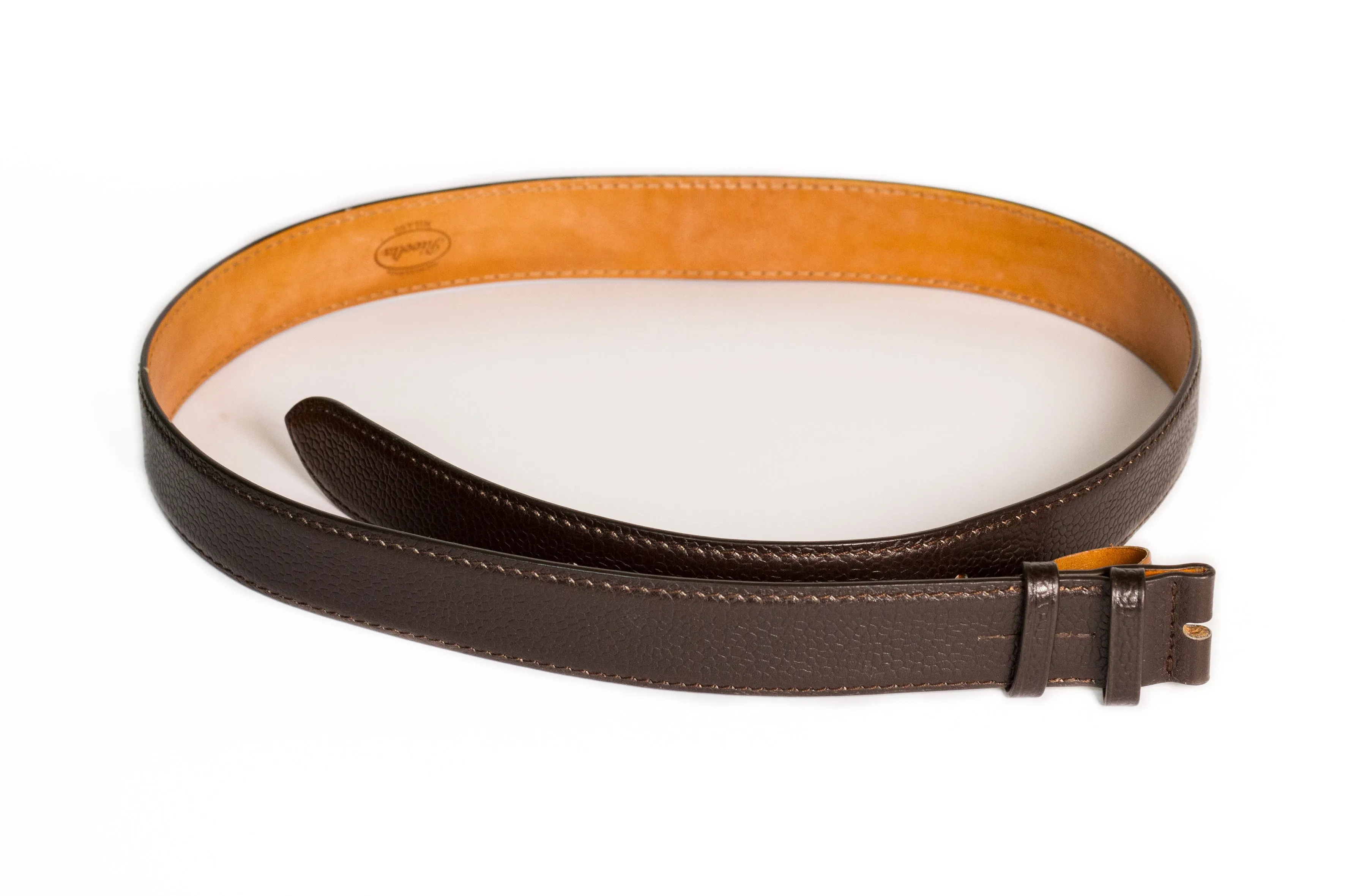 Scozia Grain Calf Leather Belt - Dark Brown