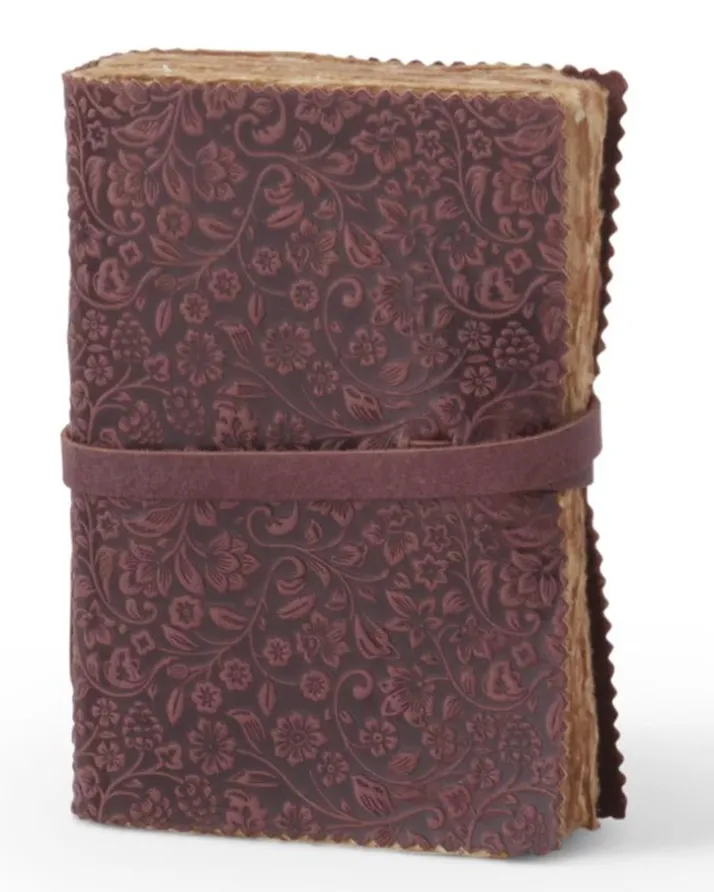 Small Floral Embossed Leather Journal