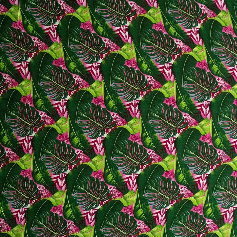 Split & Banana Leaf w/ Traditional Tribal design Fabric | Rayon Poplin