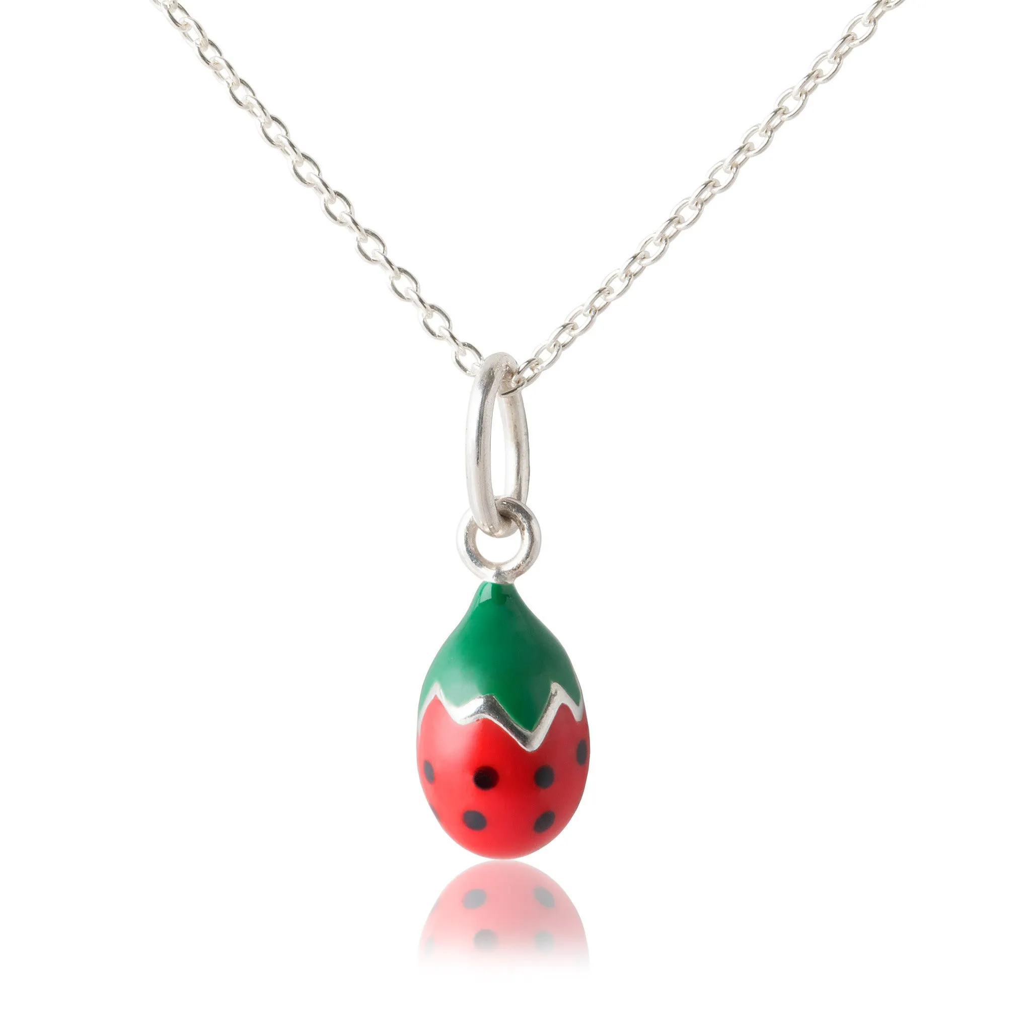 Striking Strawberry Pendant & Necklace - Sterling Silver