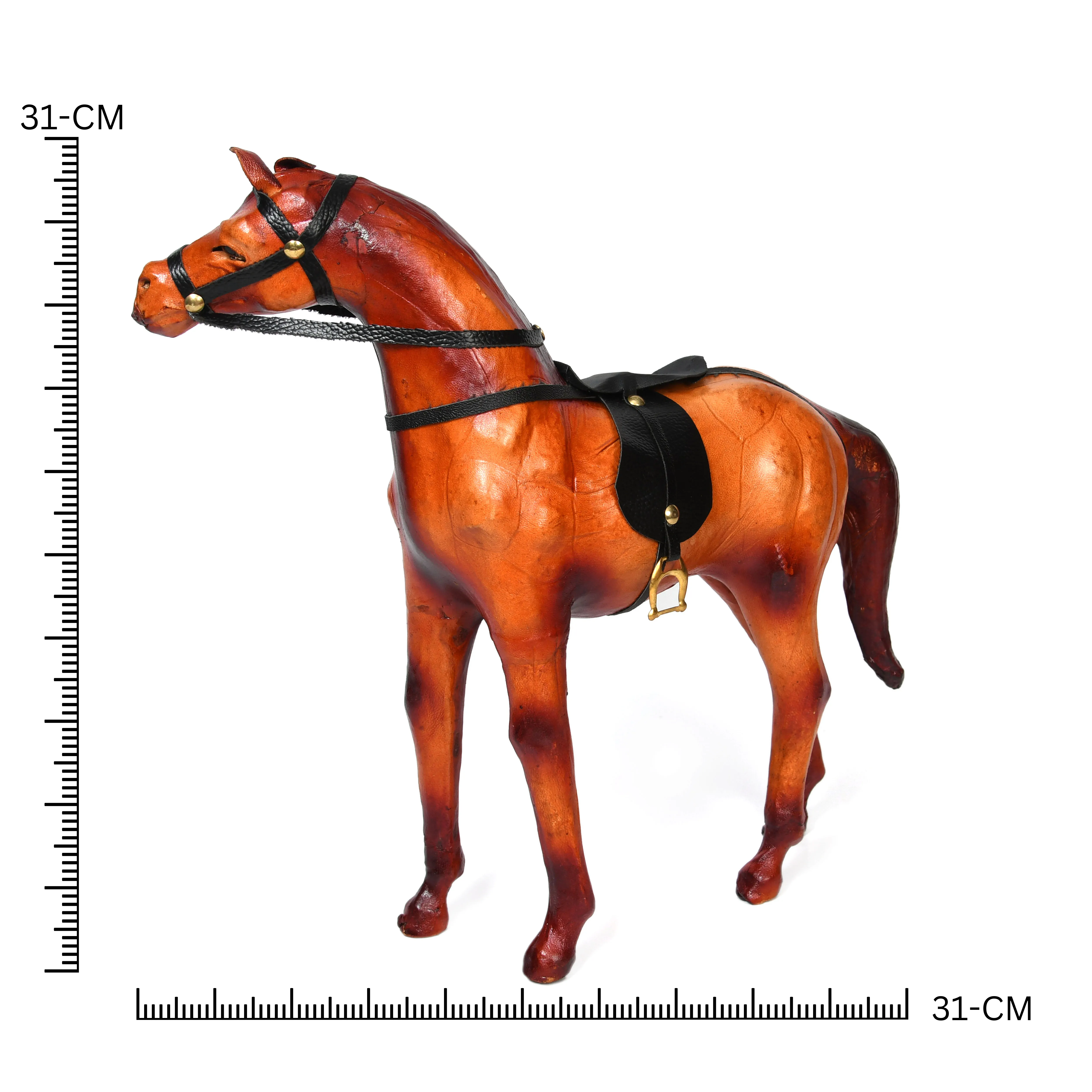 Stunning Handcrafted Standing Leather Horse Showpiece for Elegant Home Decor, ART:-LA-02