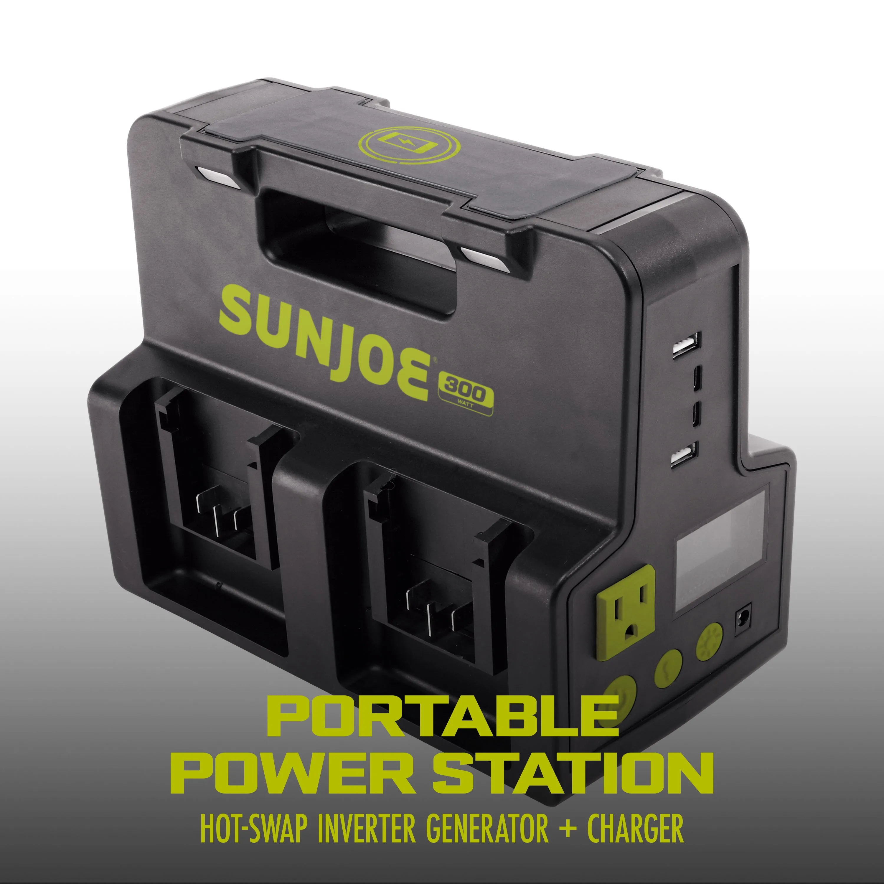 Sun Joe 24V-300WI-2AMP-KIT 24-Volt Cordless Powered Inverter Generator Power Station | W/ 2 x 2.0-Ah Batteries