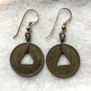 Vintage Santa Monica "Triangle" Bus Token Earrings